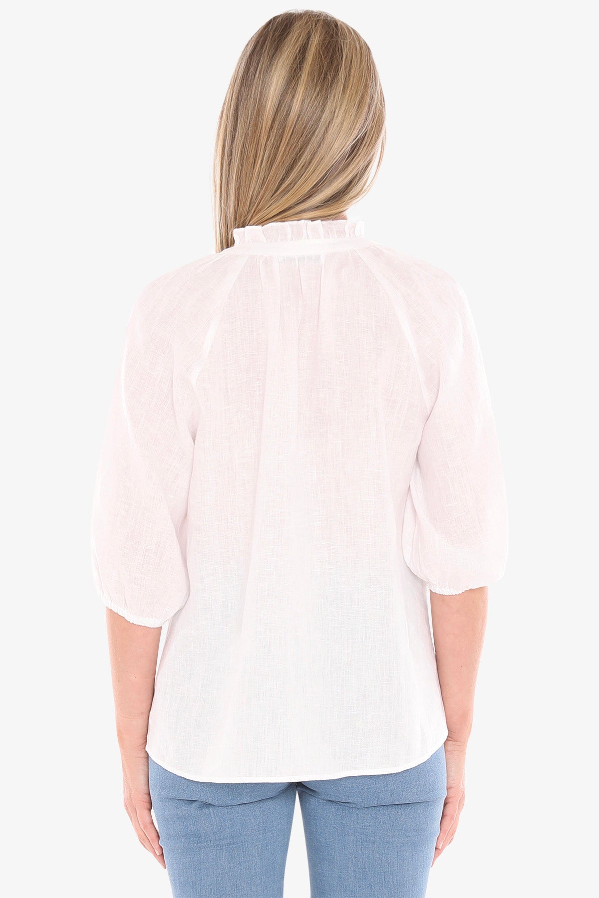 Jump Ruffle Neck Top - White