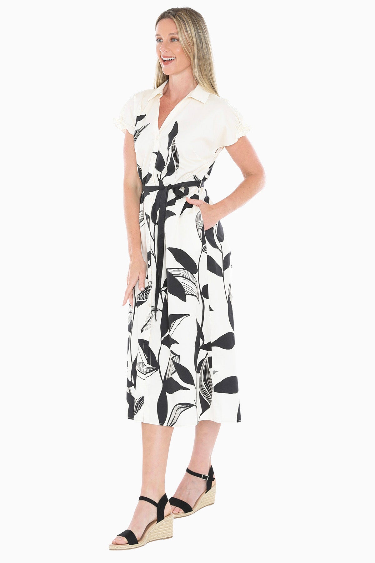 Jump Vine Print Dress - Ecru/Black