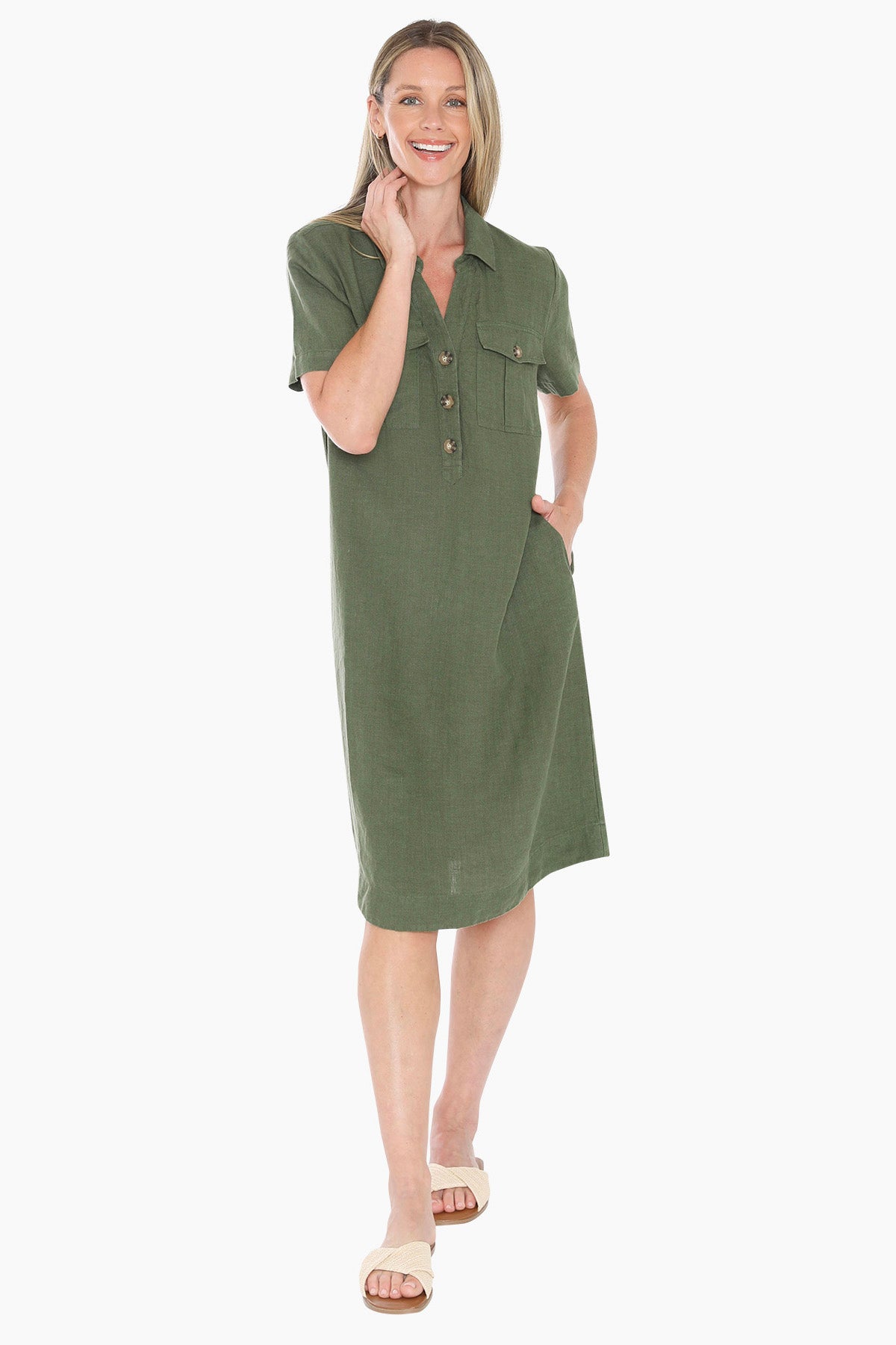 Jump 2 Pocket Dress - Basil