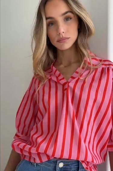 White Poetry Candy Stripe Blouse