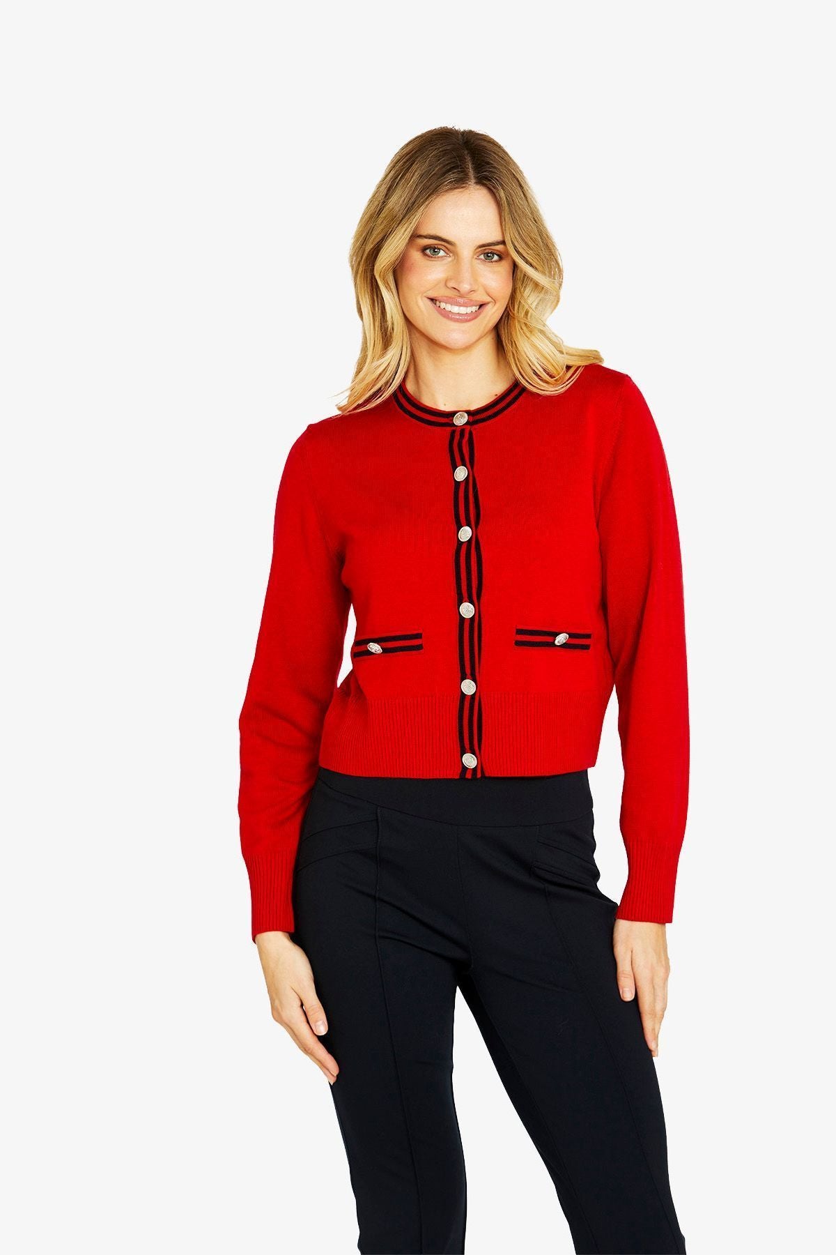 Ping Pong Grace Tipped Cardigan - Red/Navy