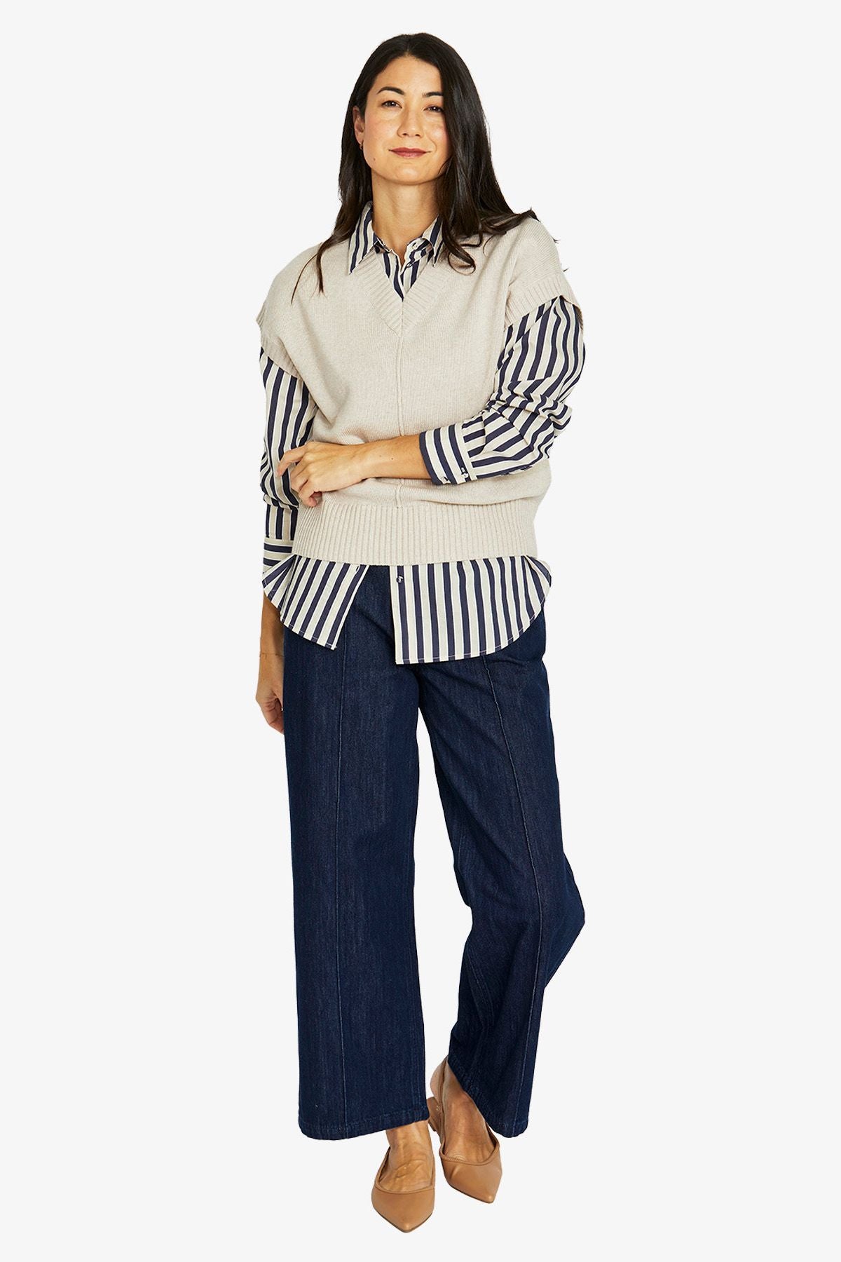 Jump Ribbon Stripe Shirt - Ink/Barley