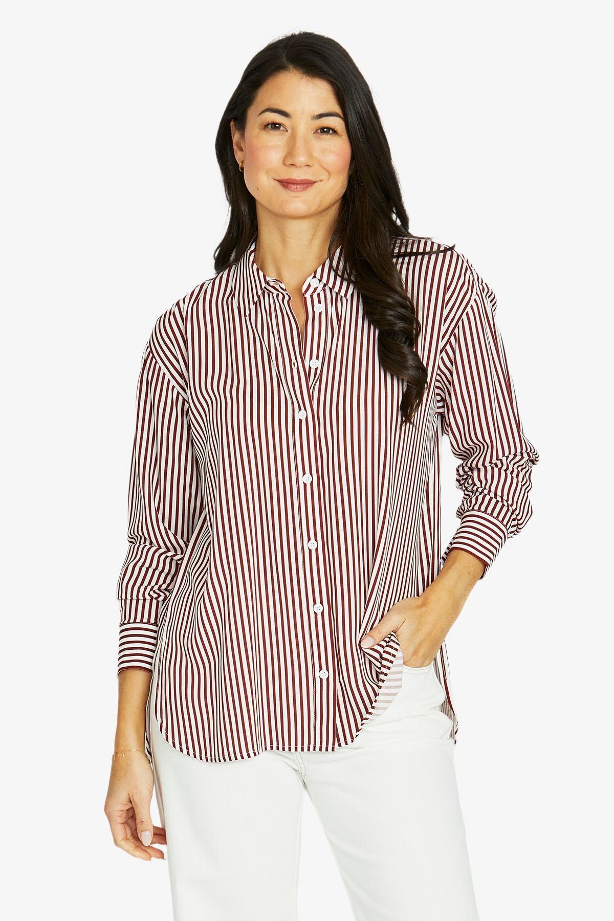 Jump Stripe Shirt - Merlot