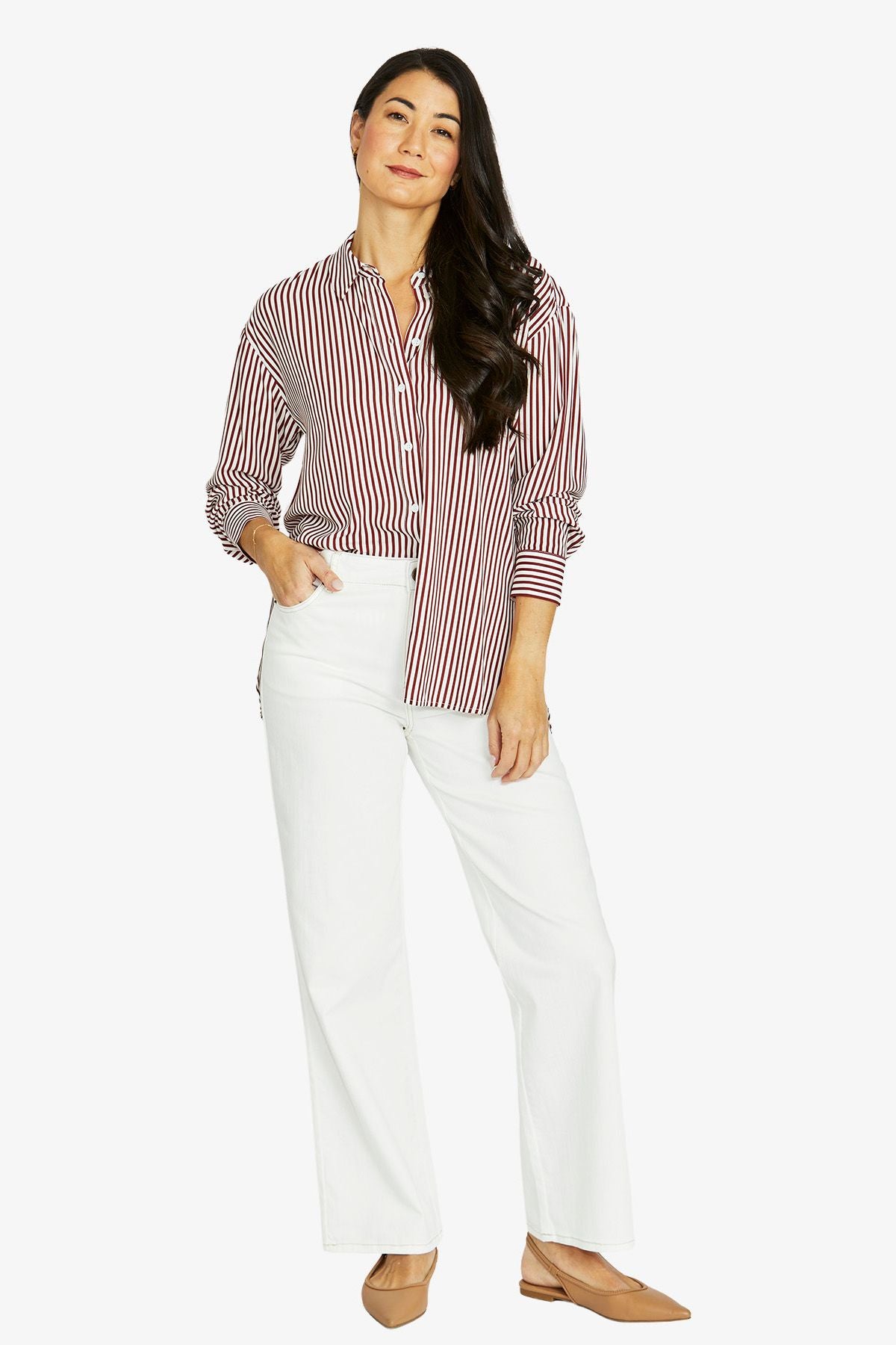 Jump Stripe Shirt - Merlot