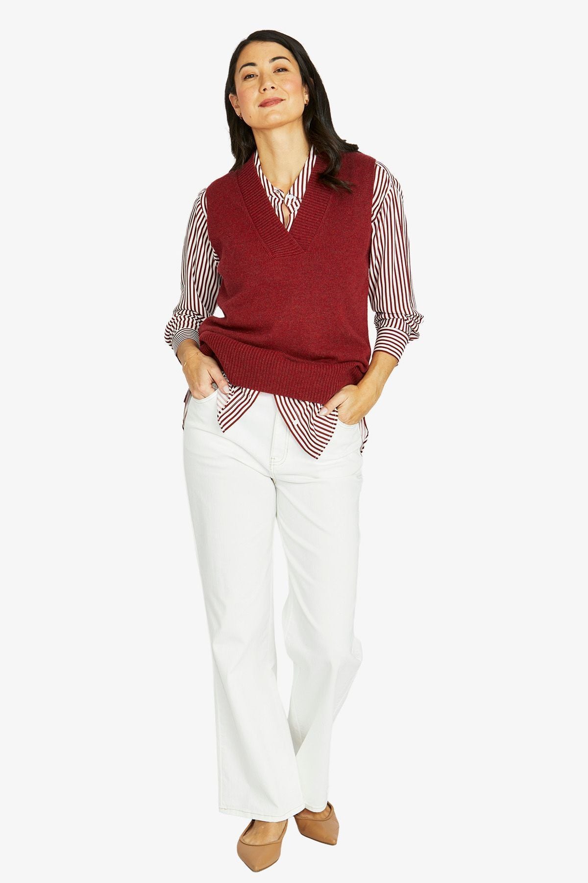 Jump Stripe Shirt - Merlot