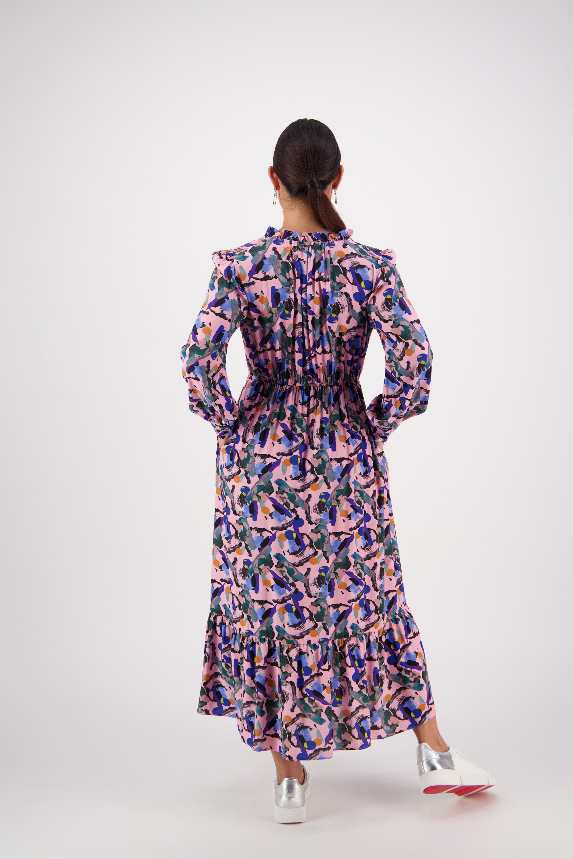 Vassalli Printed Frill Neck Dress - Trend