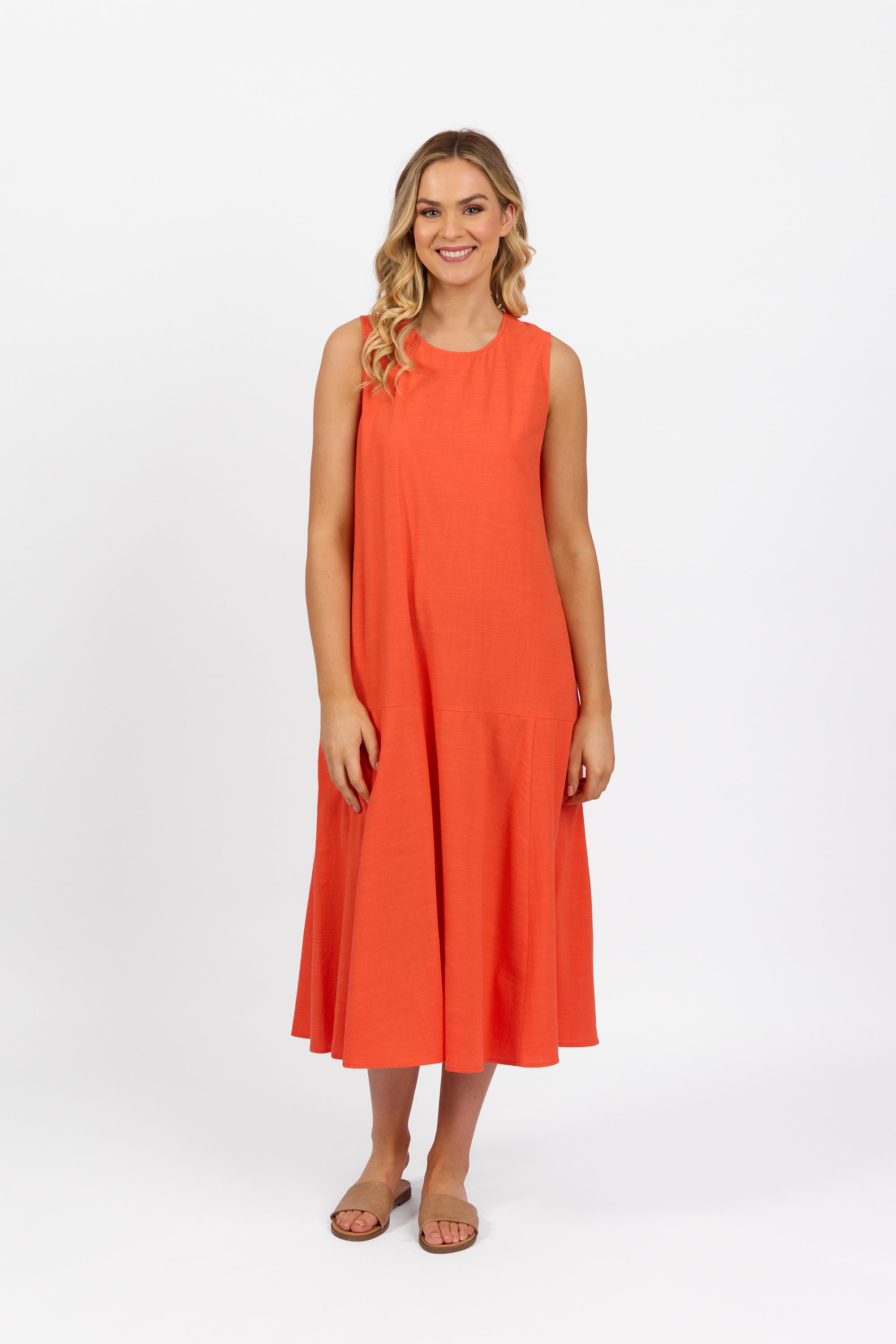 Vassalli Midi Sleeveless Dress - Punch