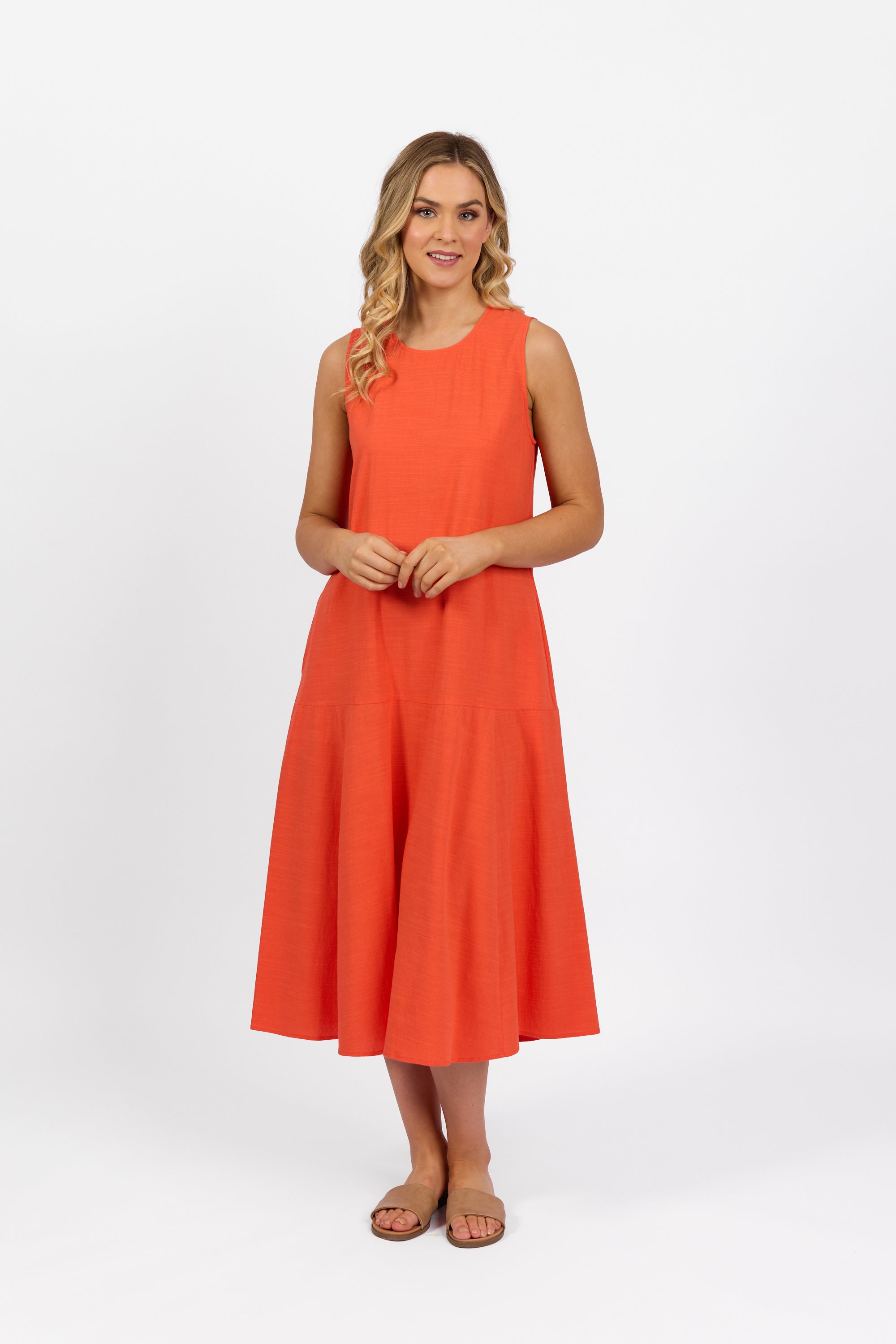 Vassalli Midi Sleeveless Dress - Punch