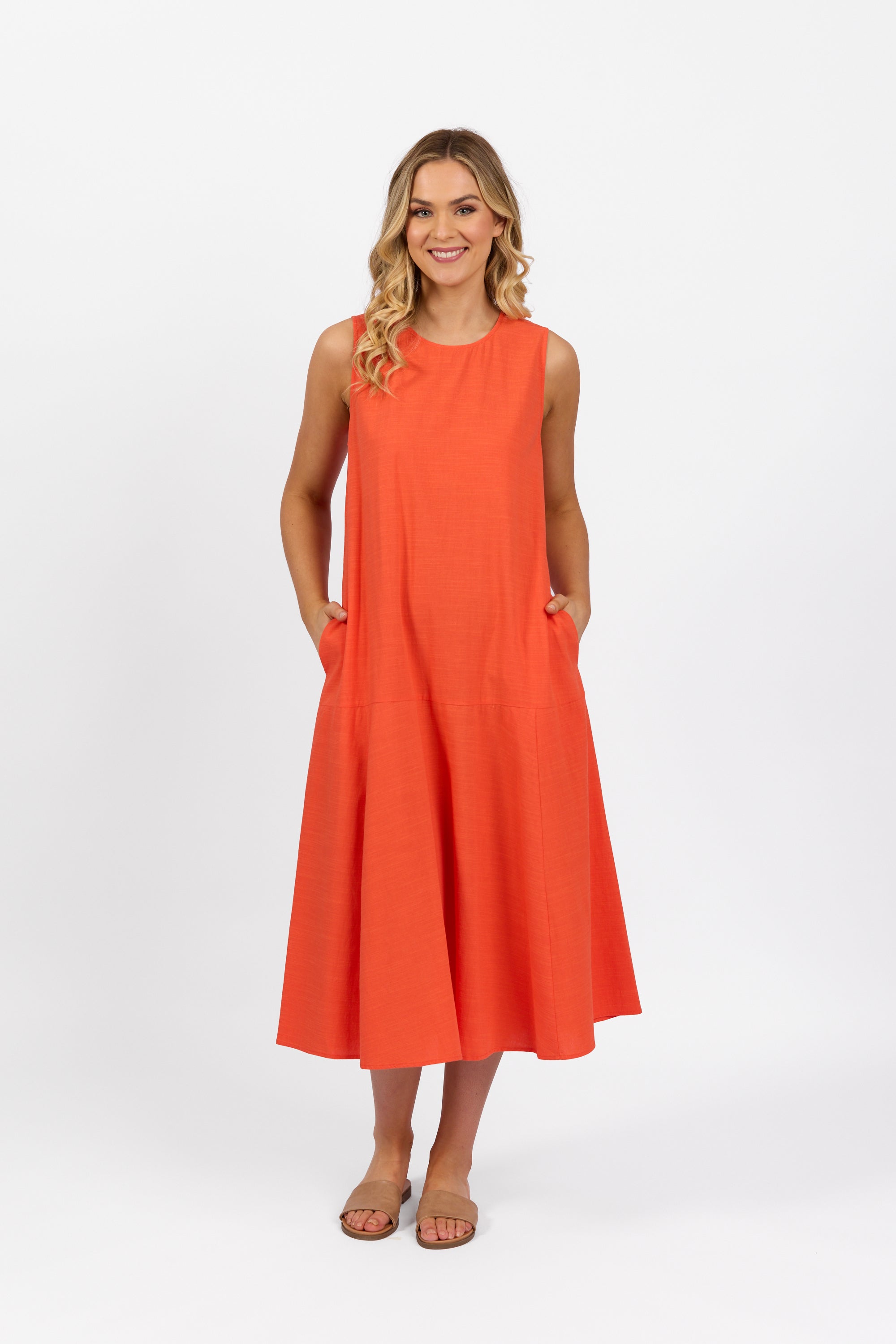 Vassalli Midi Sleeveless Dress - Punch