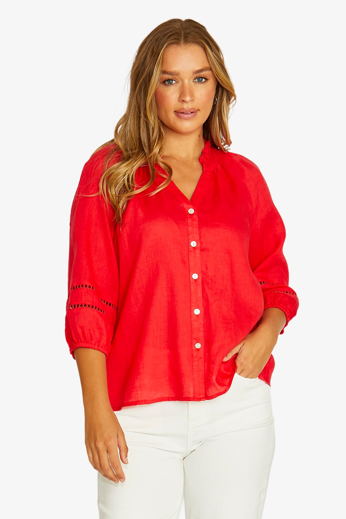Jump Trim Detail Top - Chilli