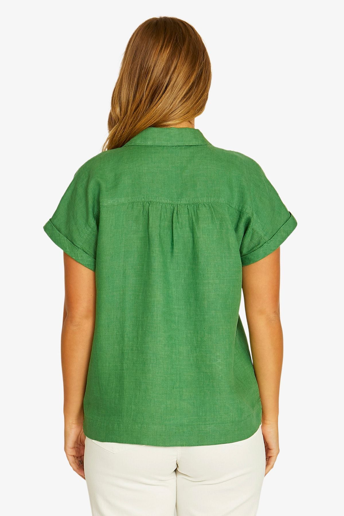 Jump Open Neck Short Sleeve Shirt - Leaf