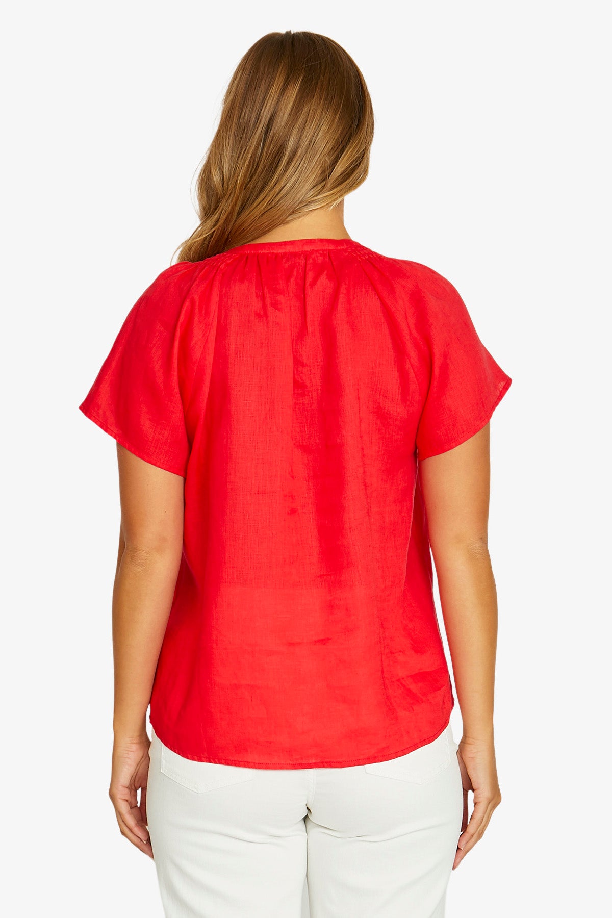 Jump Shirred Neck Top - Chilli