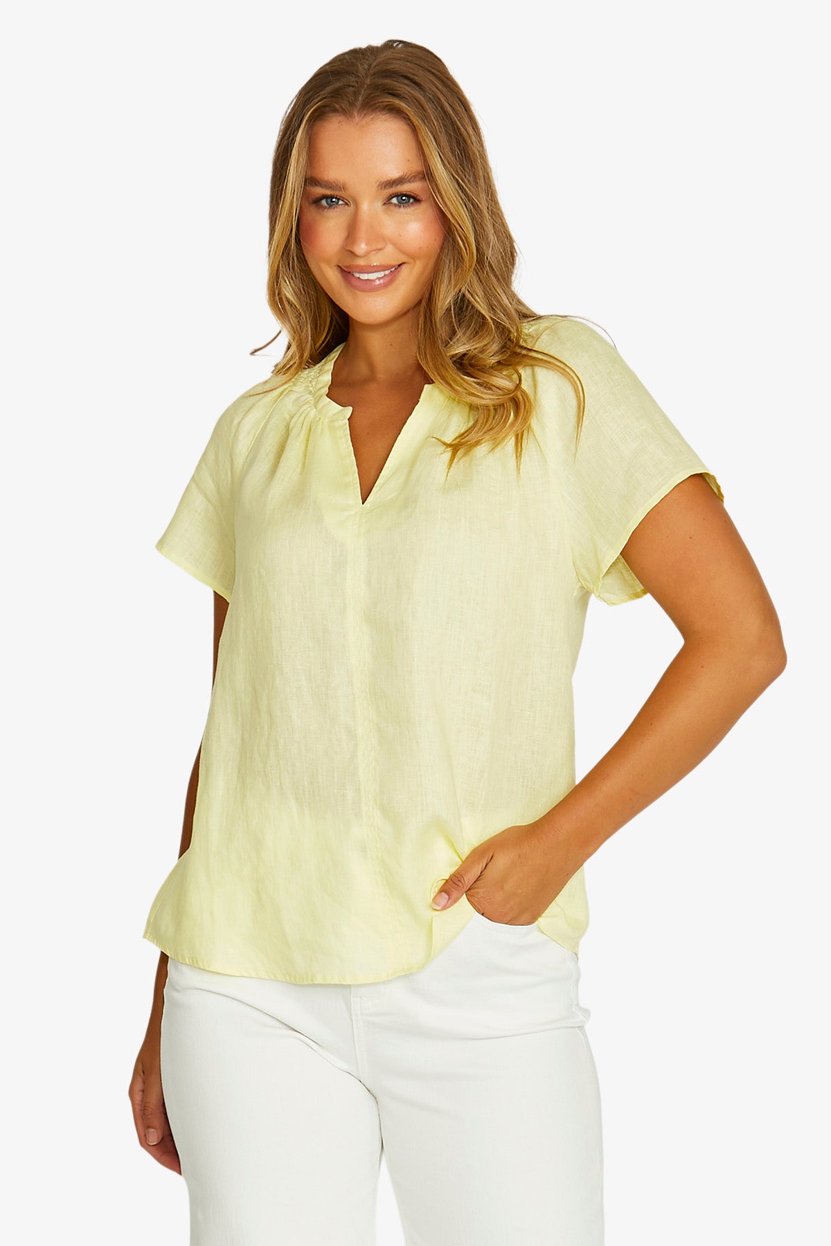 Jump Shirred Neck Top - Sunshine