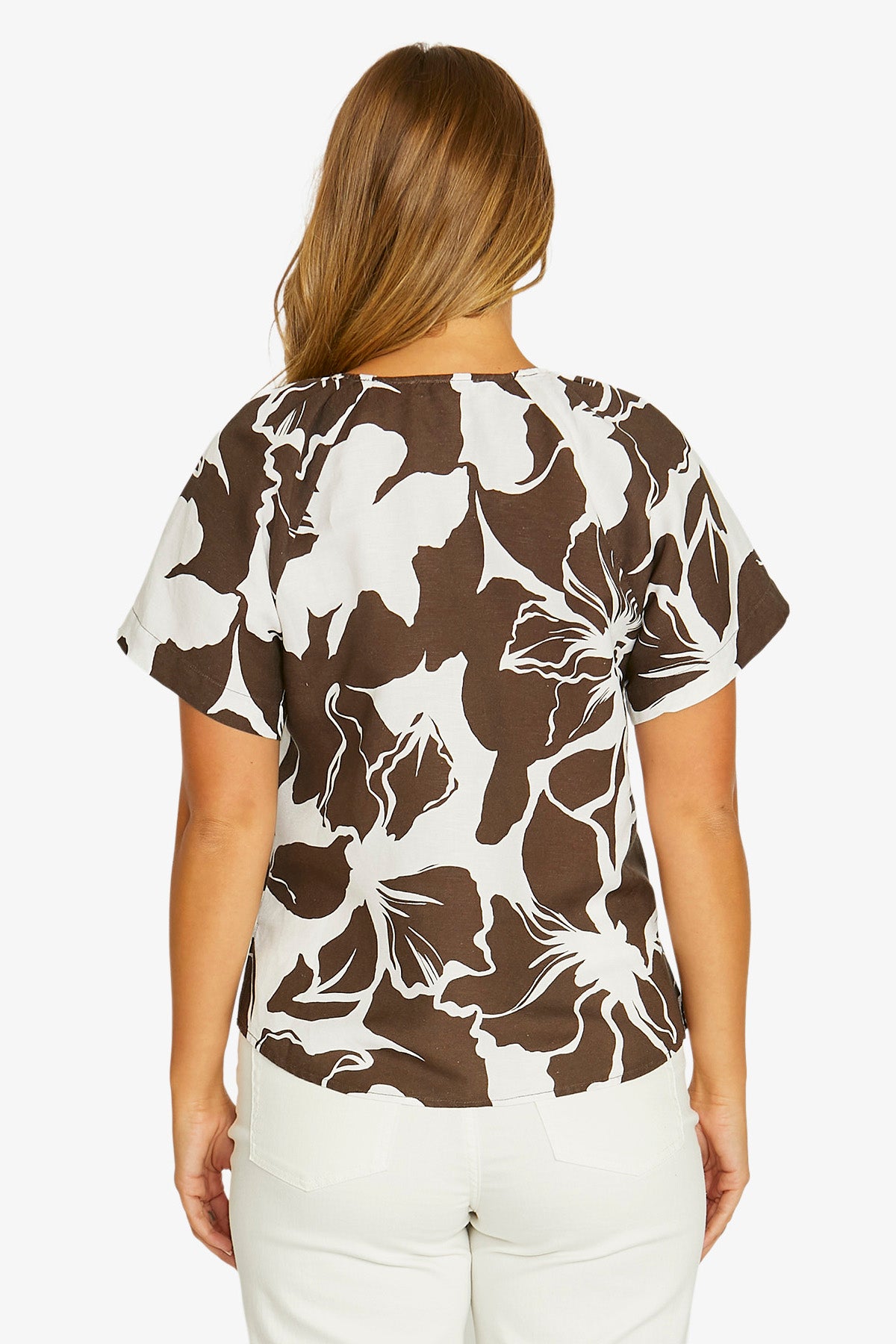 Jump Lush Mono Flutter Top - Choc/White