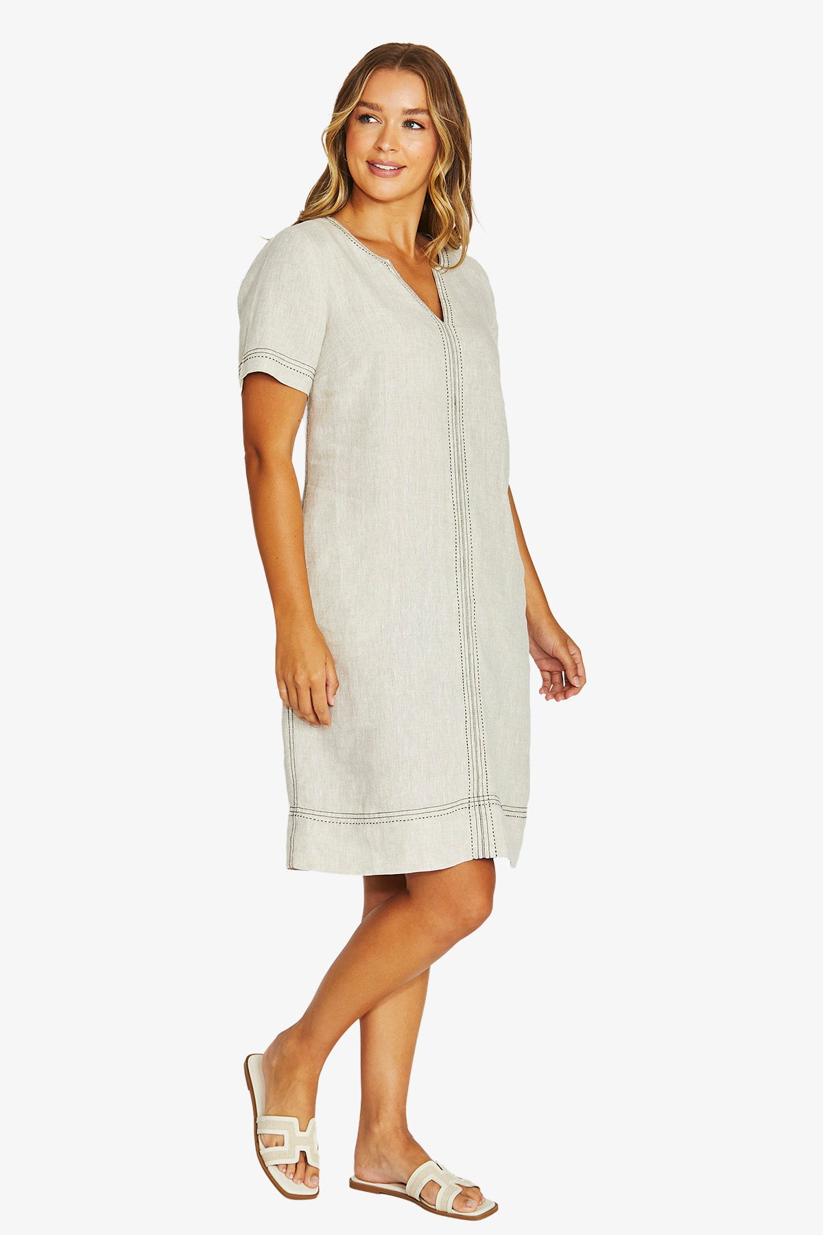 Jump Tack Stitch Dress - Natural Flax