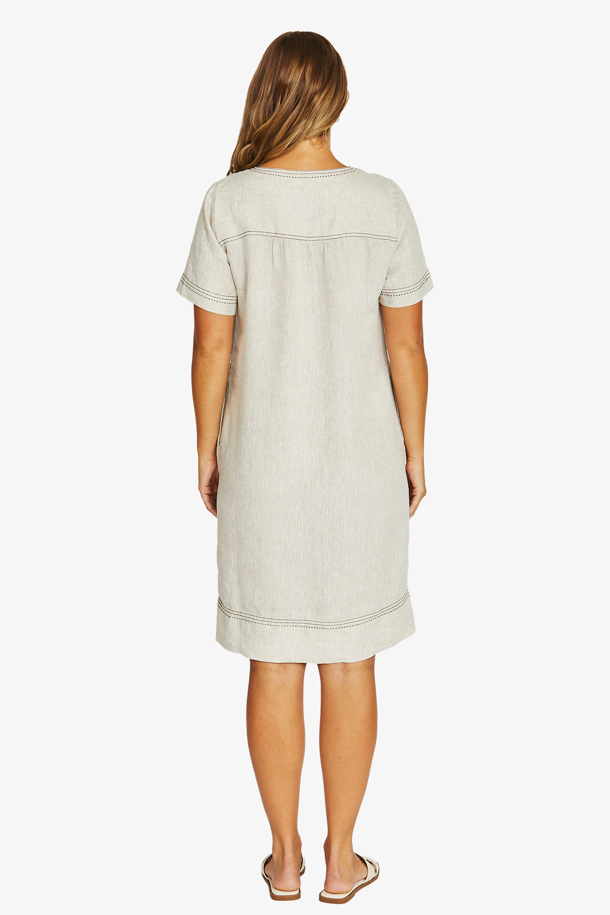 Jump Tack Stitch Dress - Natural Flax