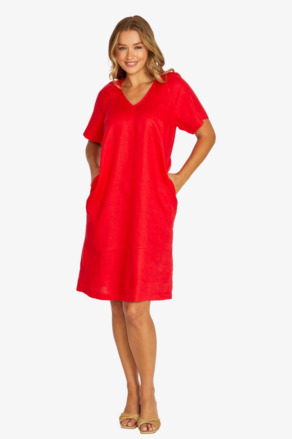 Jump Flutter Sleeve Dress - Chilli