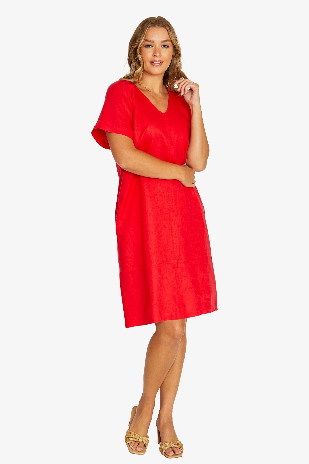 Jump Flutter Sleeve Dress - Chilli