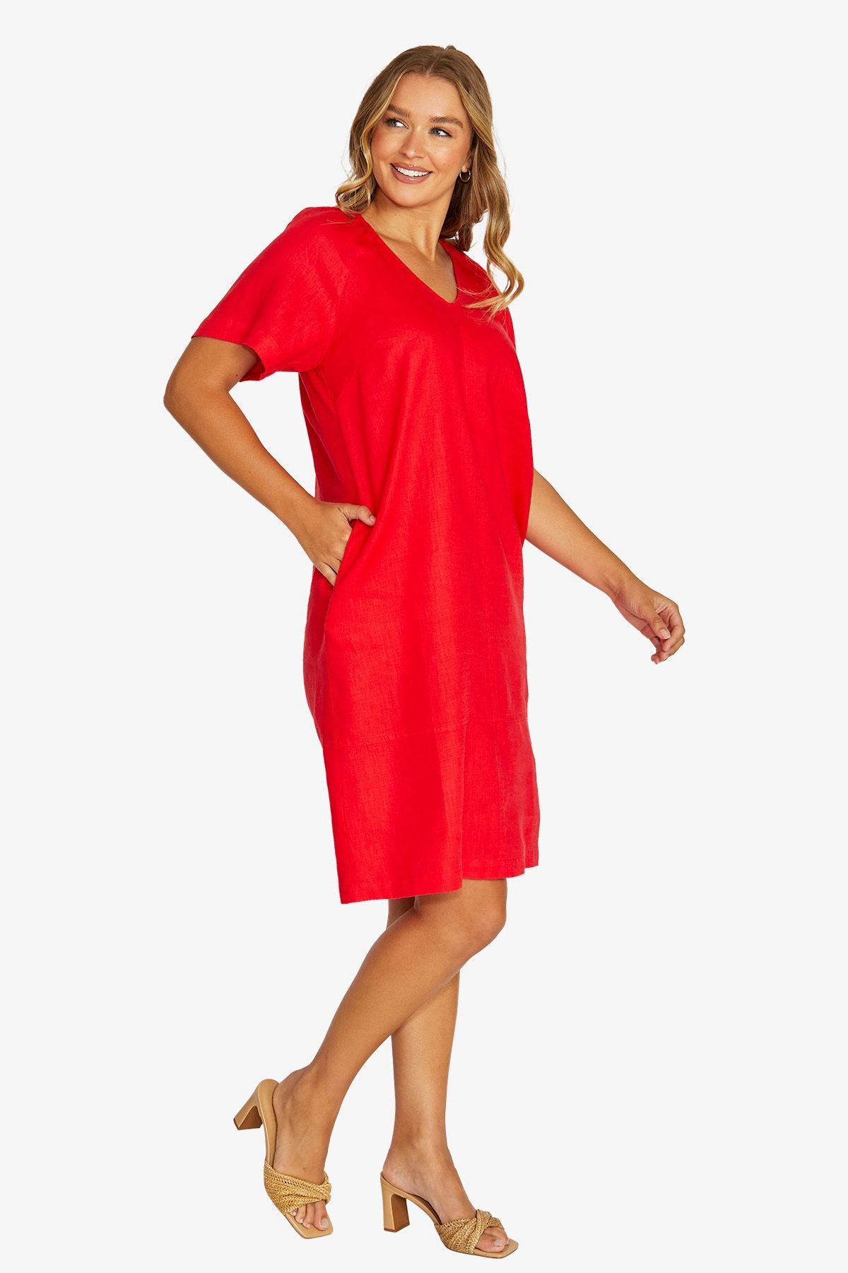 Jump Flutter Sleeve Dress - Chilli