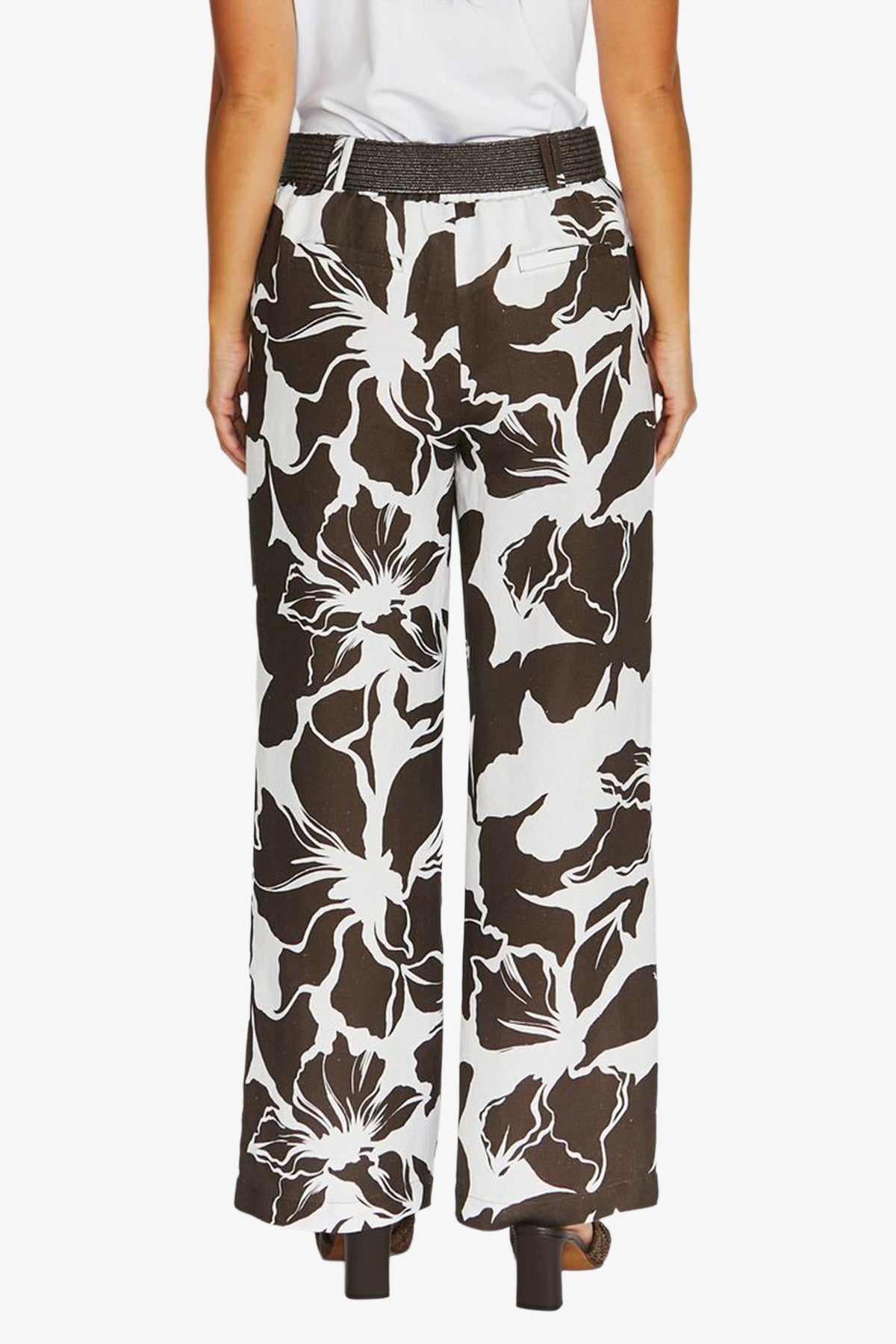 Jump Lush Mono Belted Pant - Choc/White