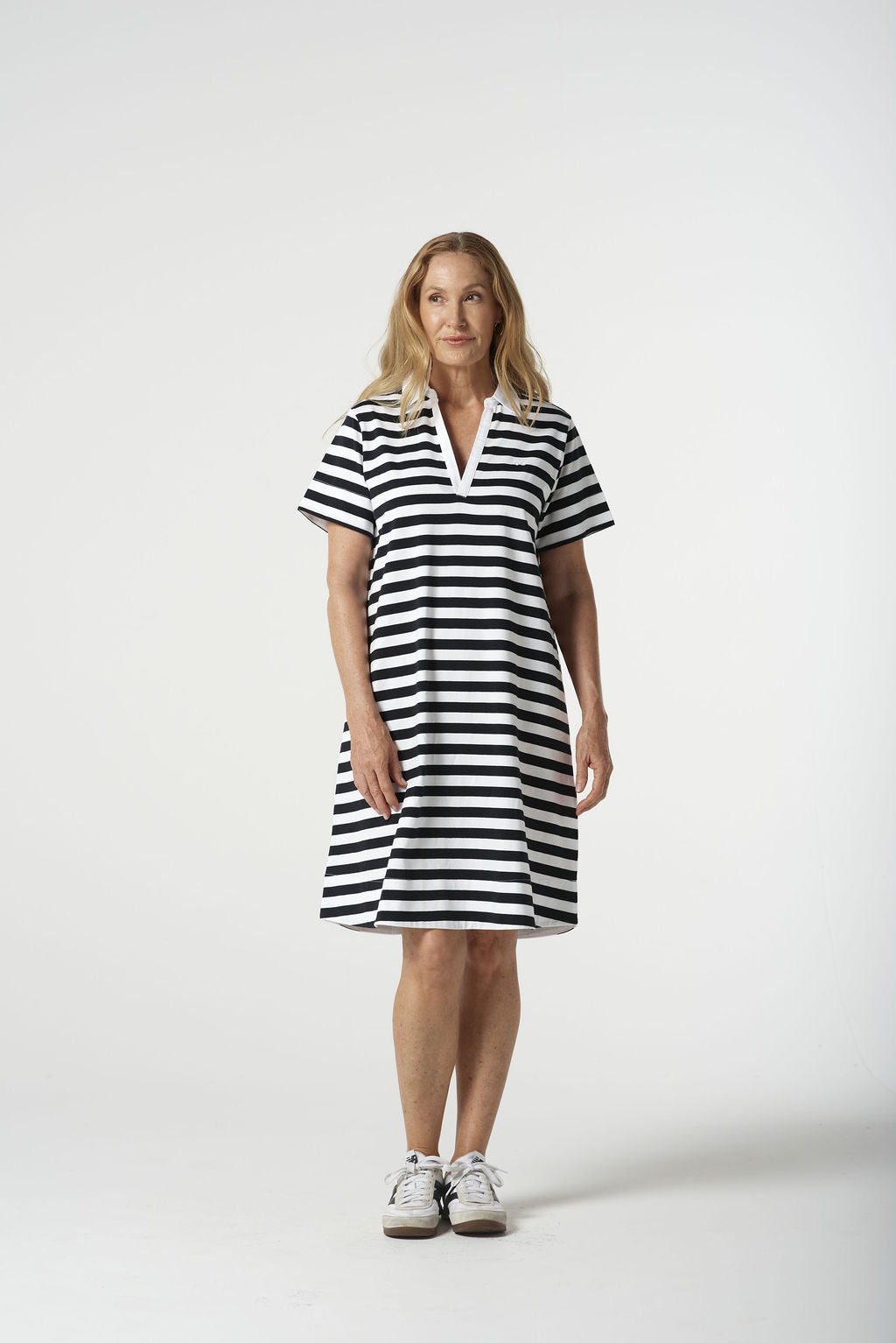 Goondiwindi Cotton Polo Striped Dress - White/Navy