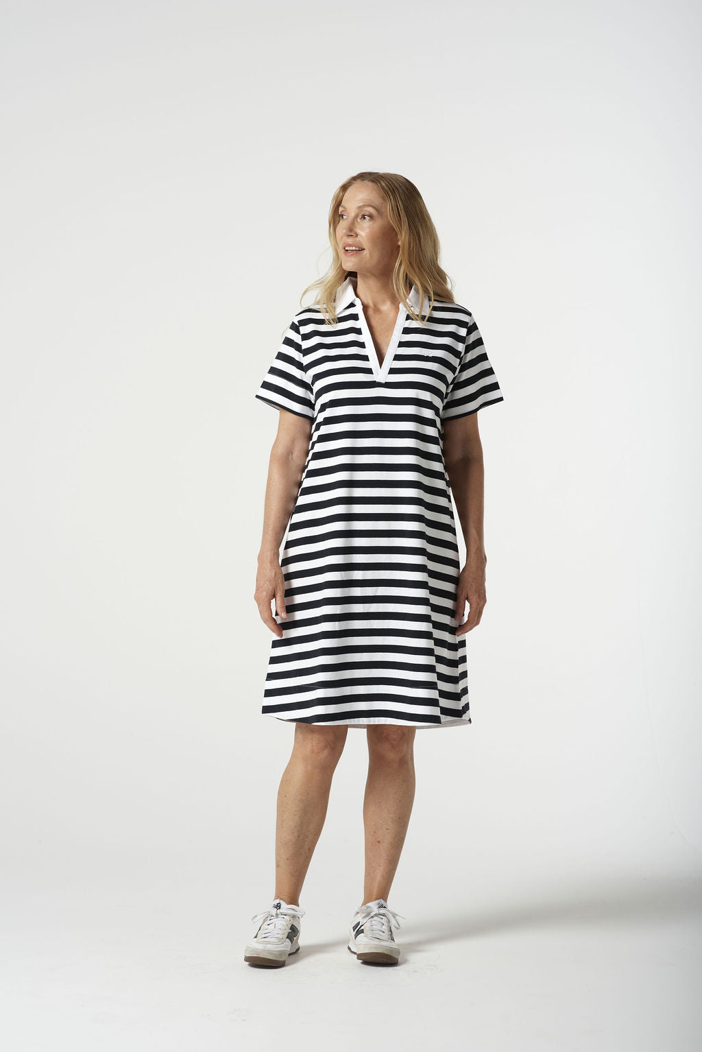 Goondiwindi Cotton Polo Striped Dress - White/Navy