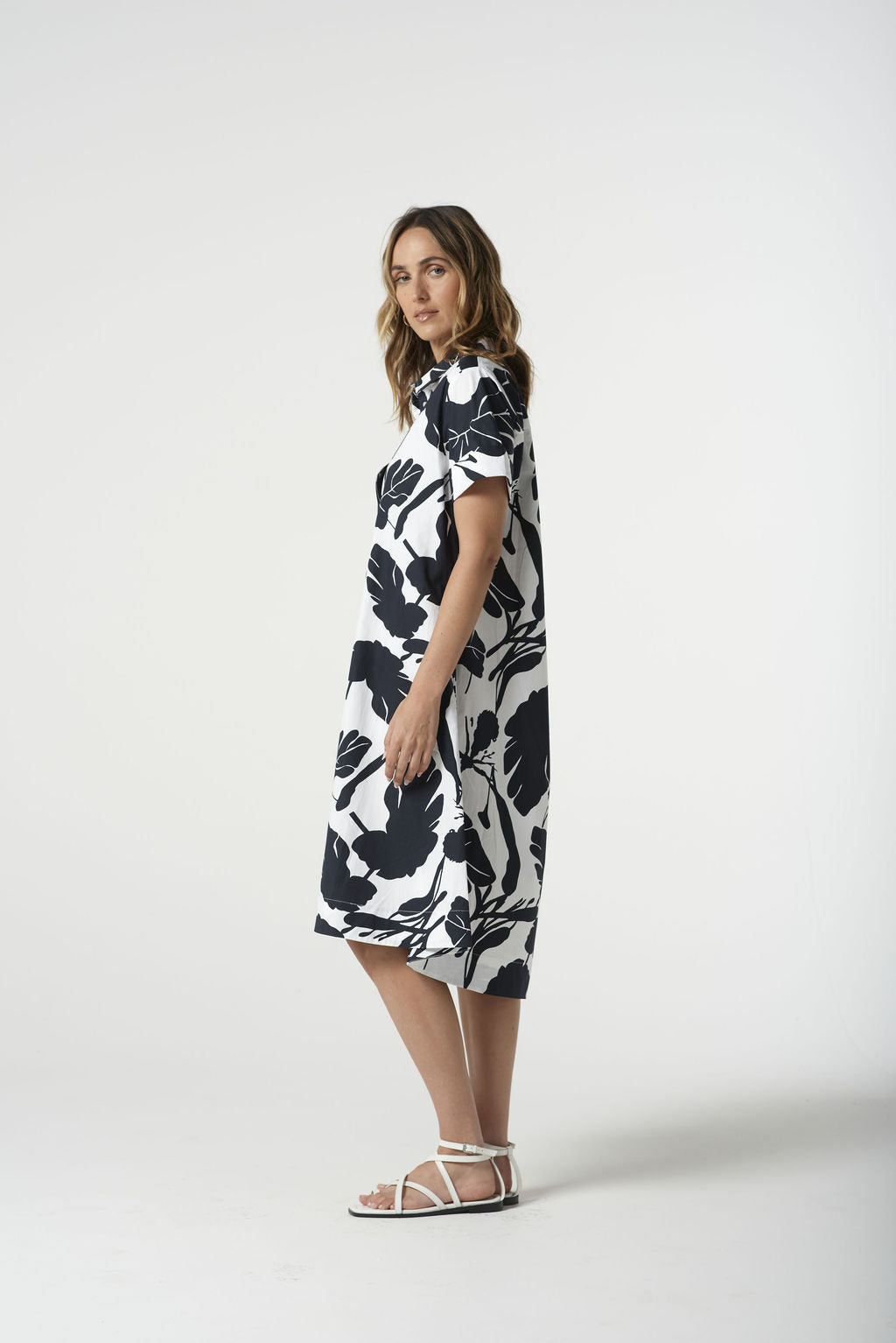 Goondiwindi Cotton Shore Cotton Block Leaf A-Line Dress