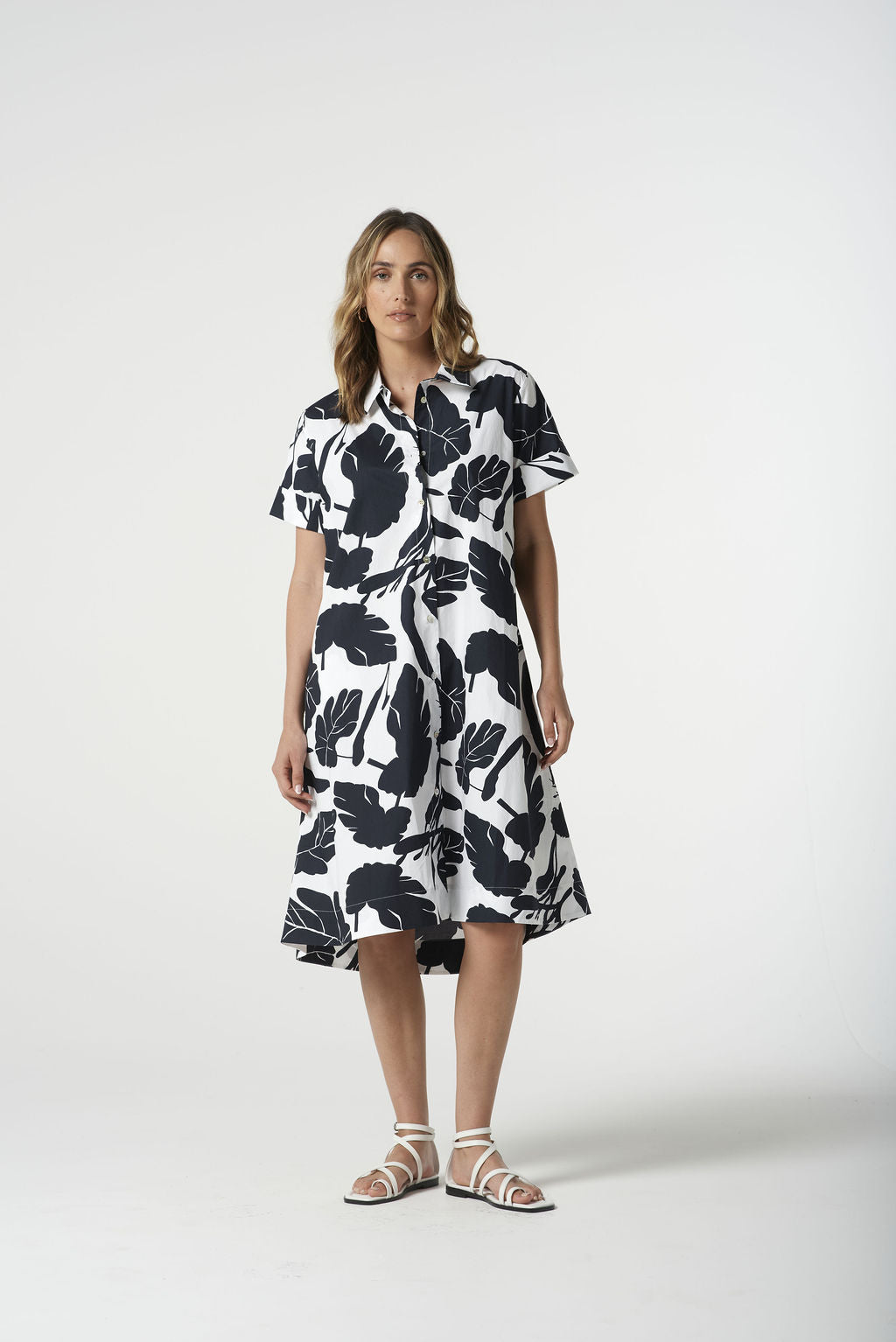 Goondiwindi Cotton Shore Cotton Block Leaf A-Line Dress