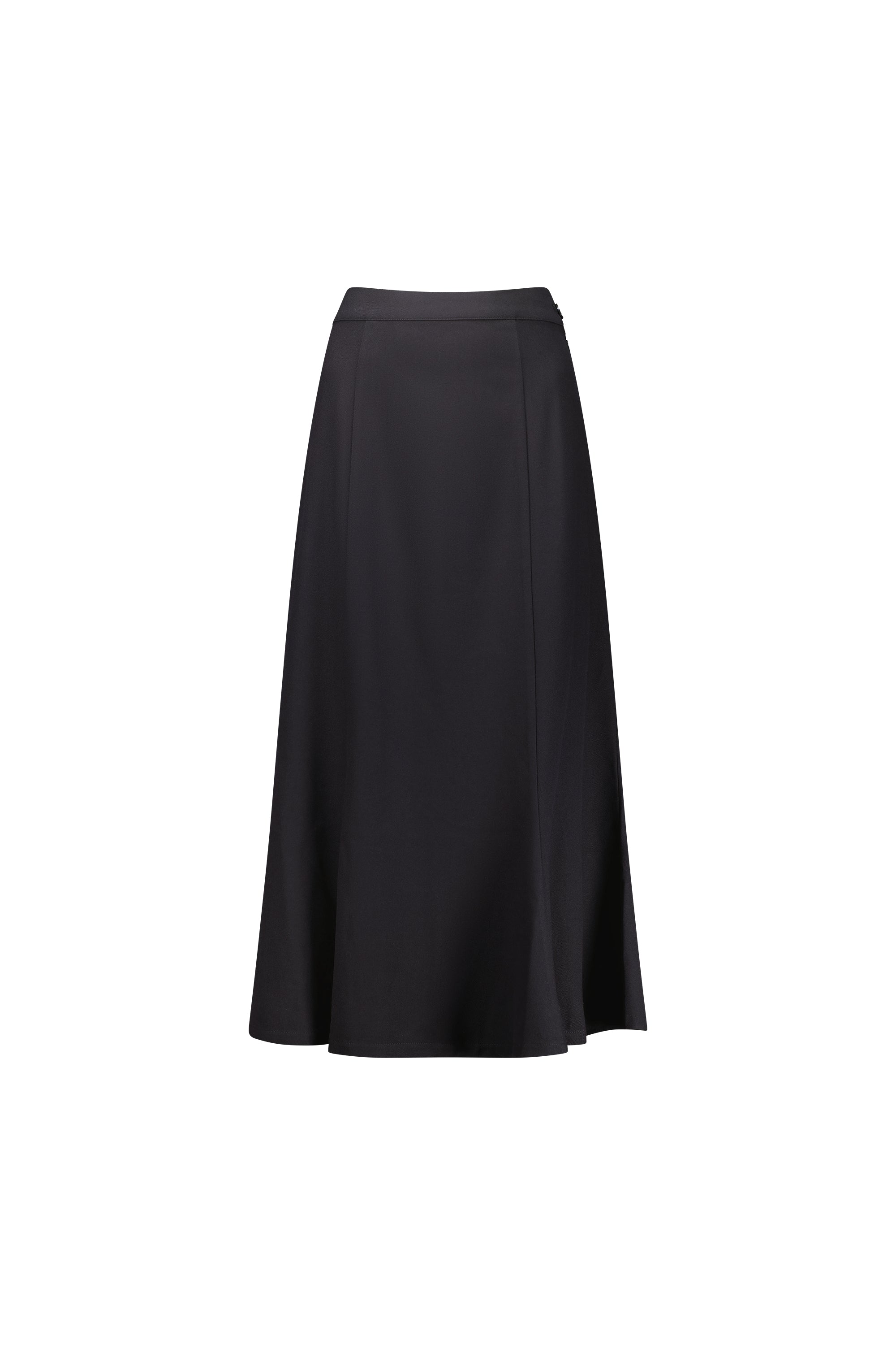 Vassalli Mid Length Fluted Skirt - Black