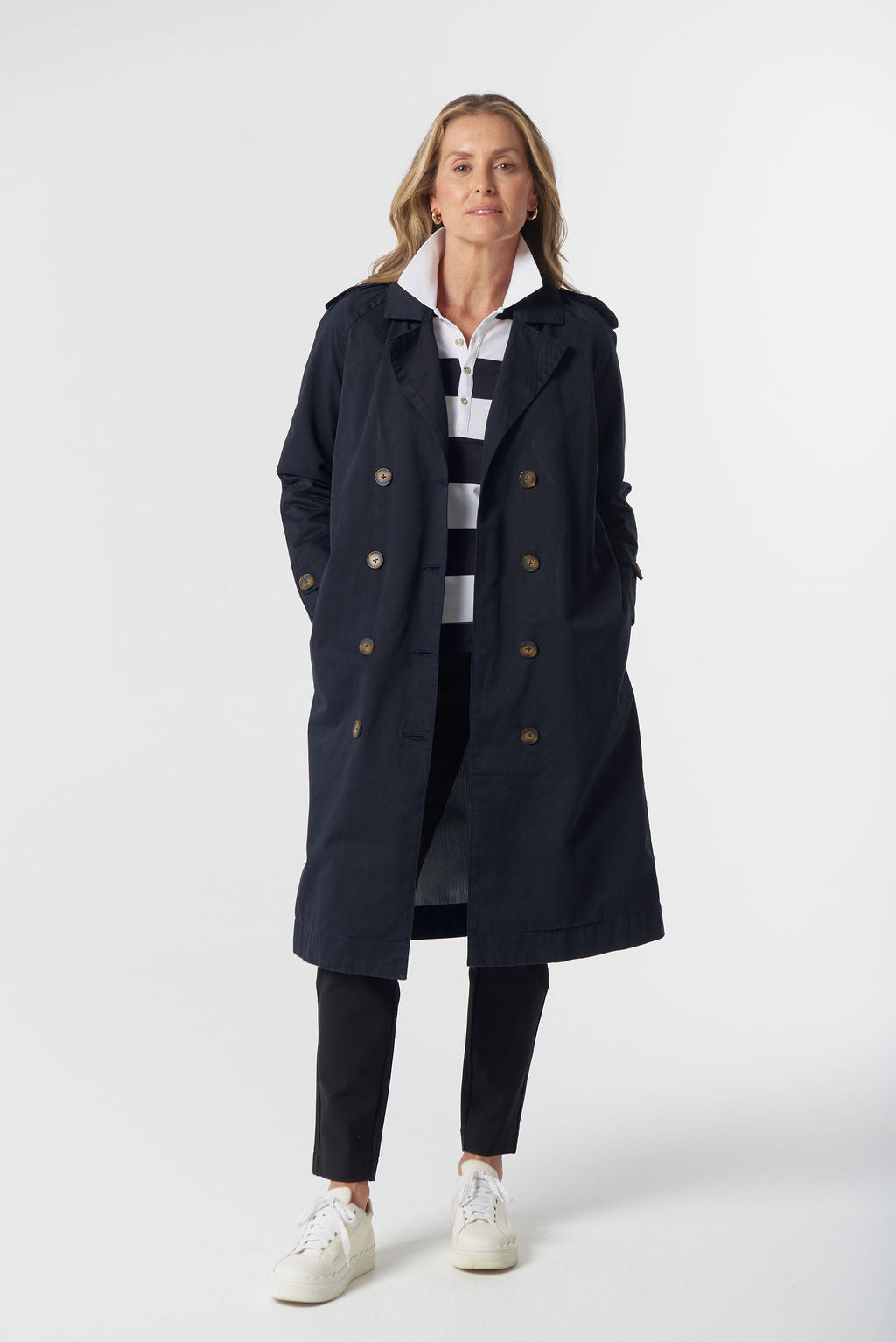 Goondiwindi Cotton Rafter Cotton Trench Coat - Dark Navy