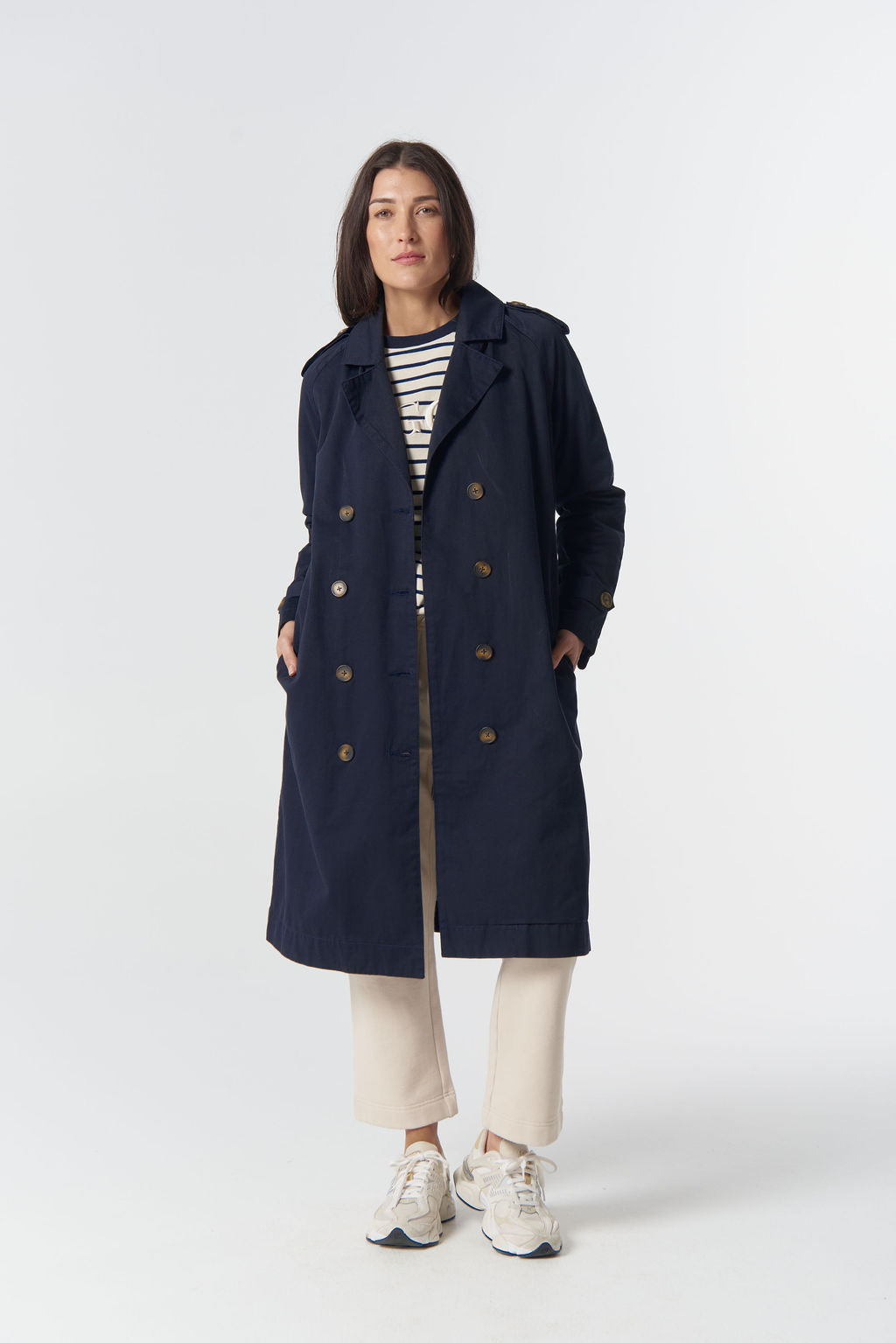 Goondiwindi Cotton Rafter Cotton Trench Coat - Dark Navy
