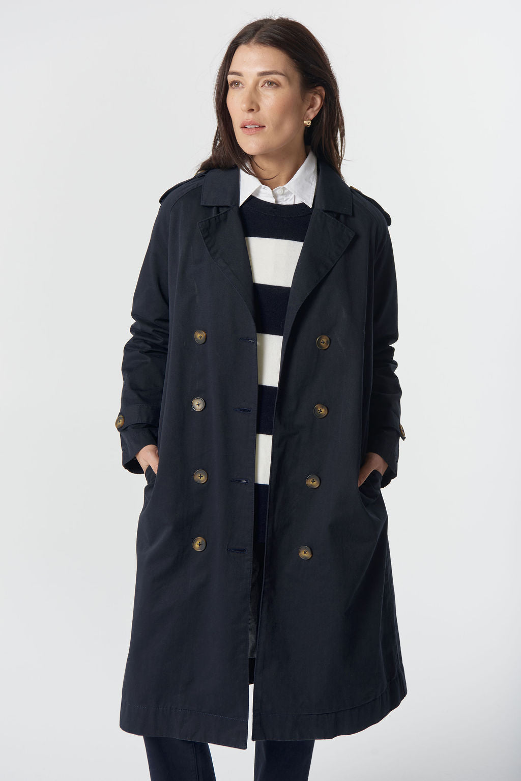 Goondiwindi Cotton Rafter Cotton Trench Coat - Dark Navy