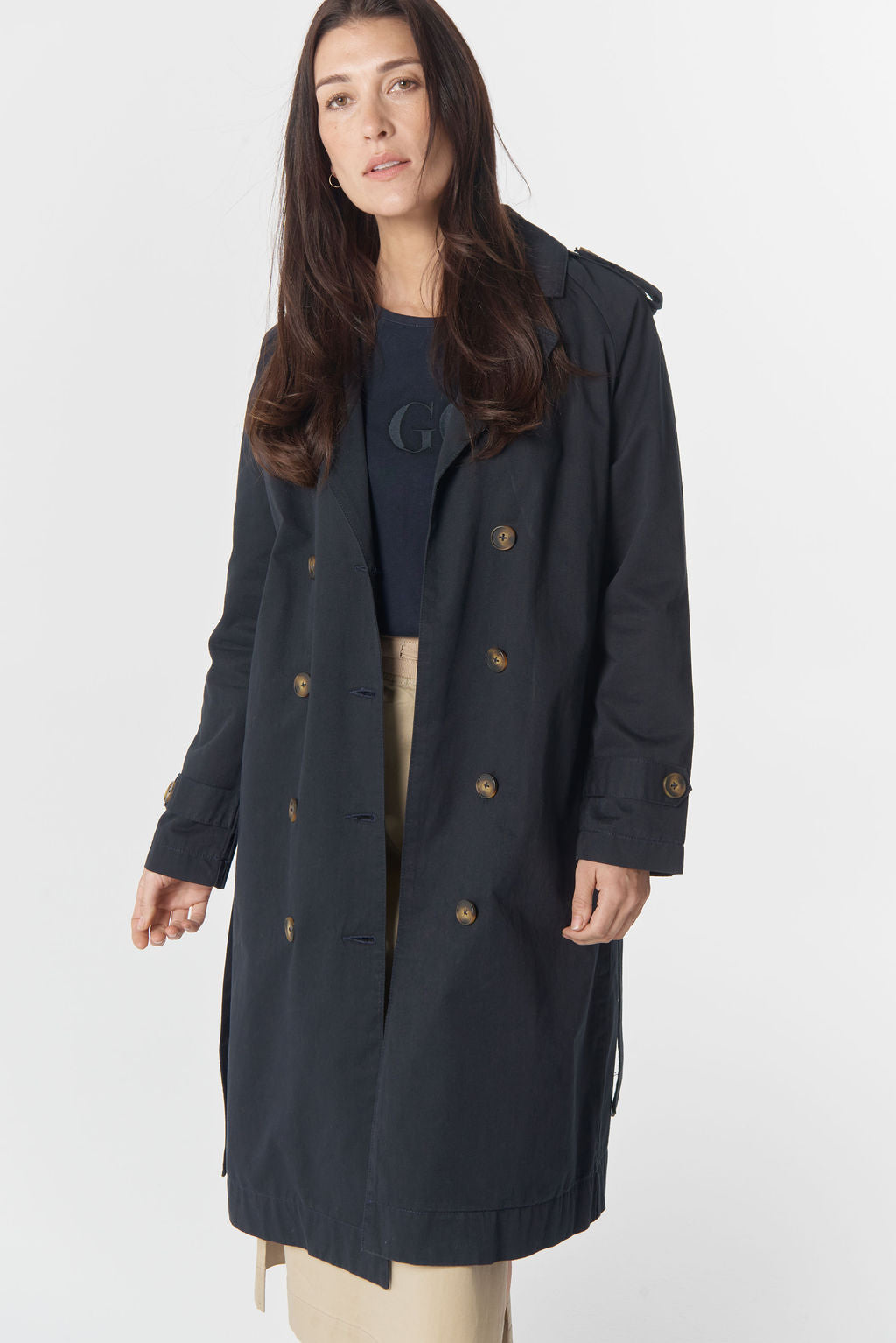 Goondiwindi Cotton Rafter Cotton Trench Coat - Dark Navy