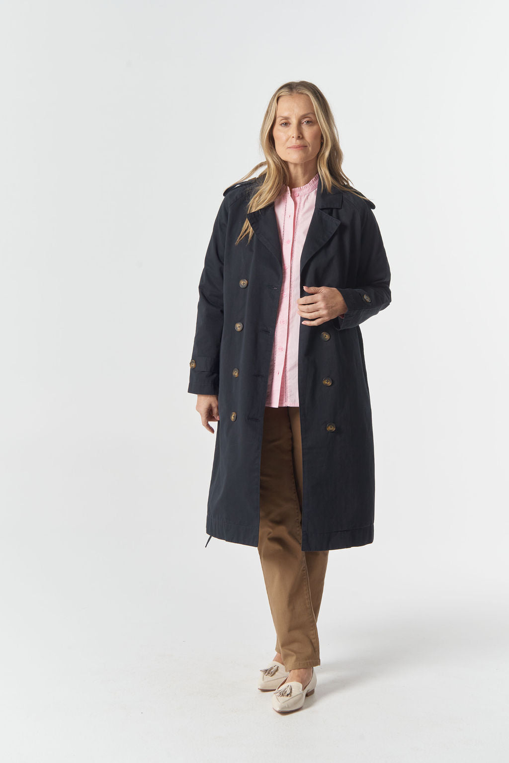 Goondiwindi Cotton Rafter Cotton Trench Coat - Dark Navy