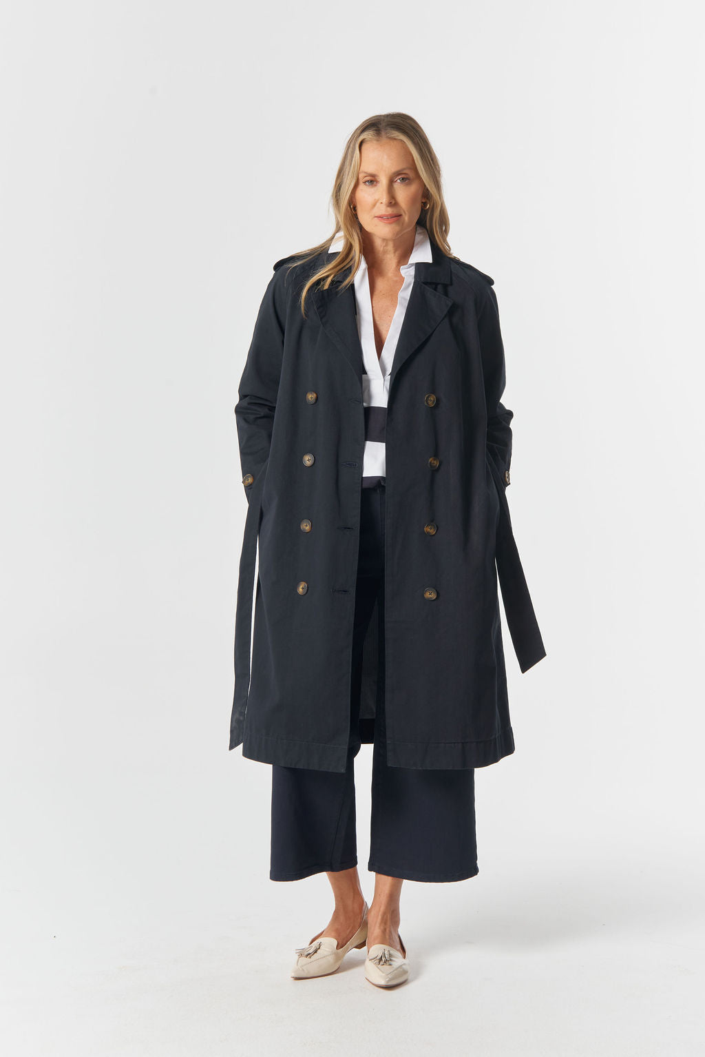 Goondiwindi Cotton Rafter Cotton Trench Coat - Dark Navy