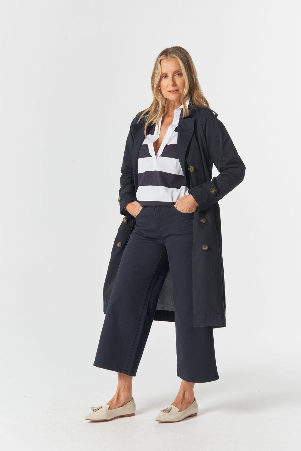 Goondiwindi Cotton Rafter Cotton Trench Coat - Dark Navy