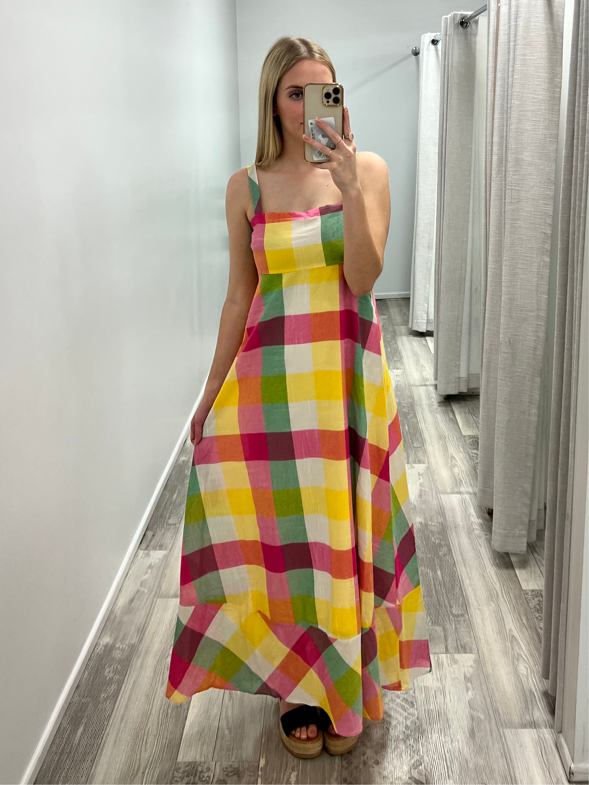 Lorraine Summer Picnic Check Maxi Dress