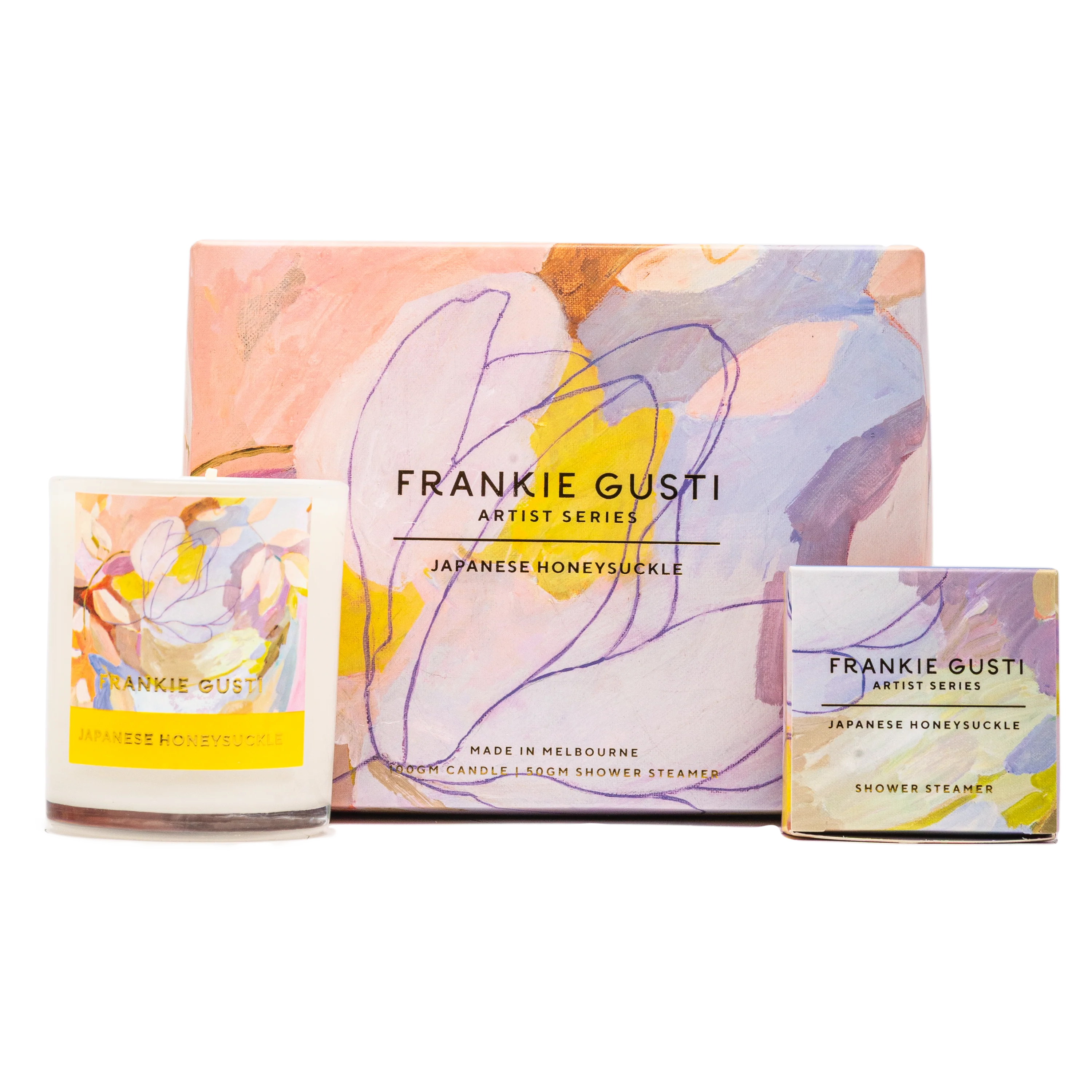 Frankie Gusti Japanese Honeysuckle | Jade Fisher | Artist Series Candle & Steamer Duo