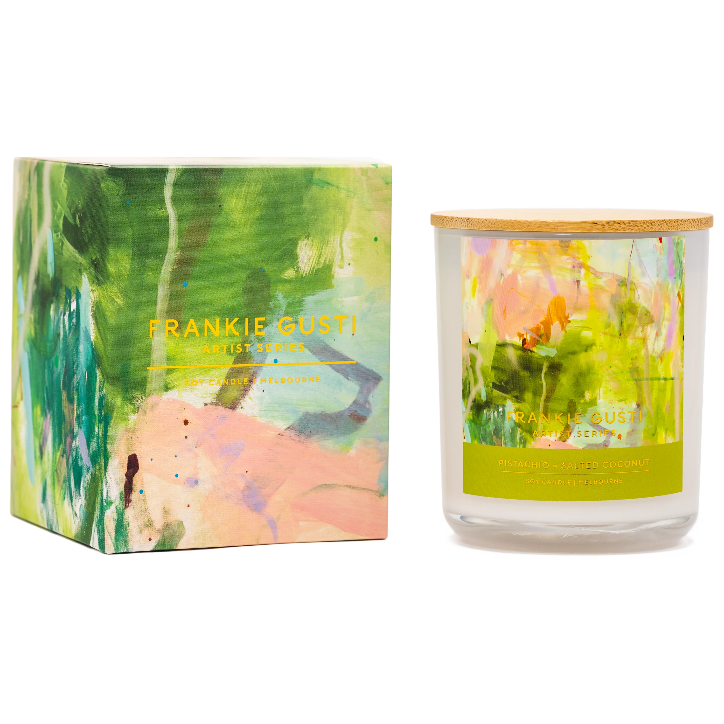 Frankie Gusti Pistachio & Salted Coconut | Kate Eliza | Artist Series Candle