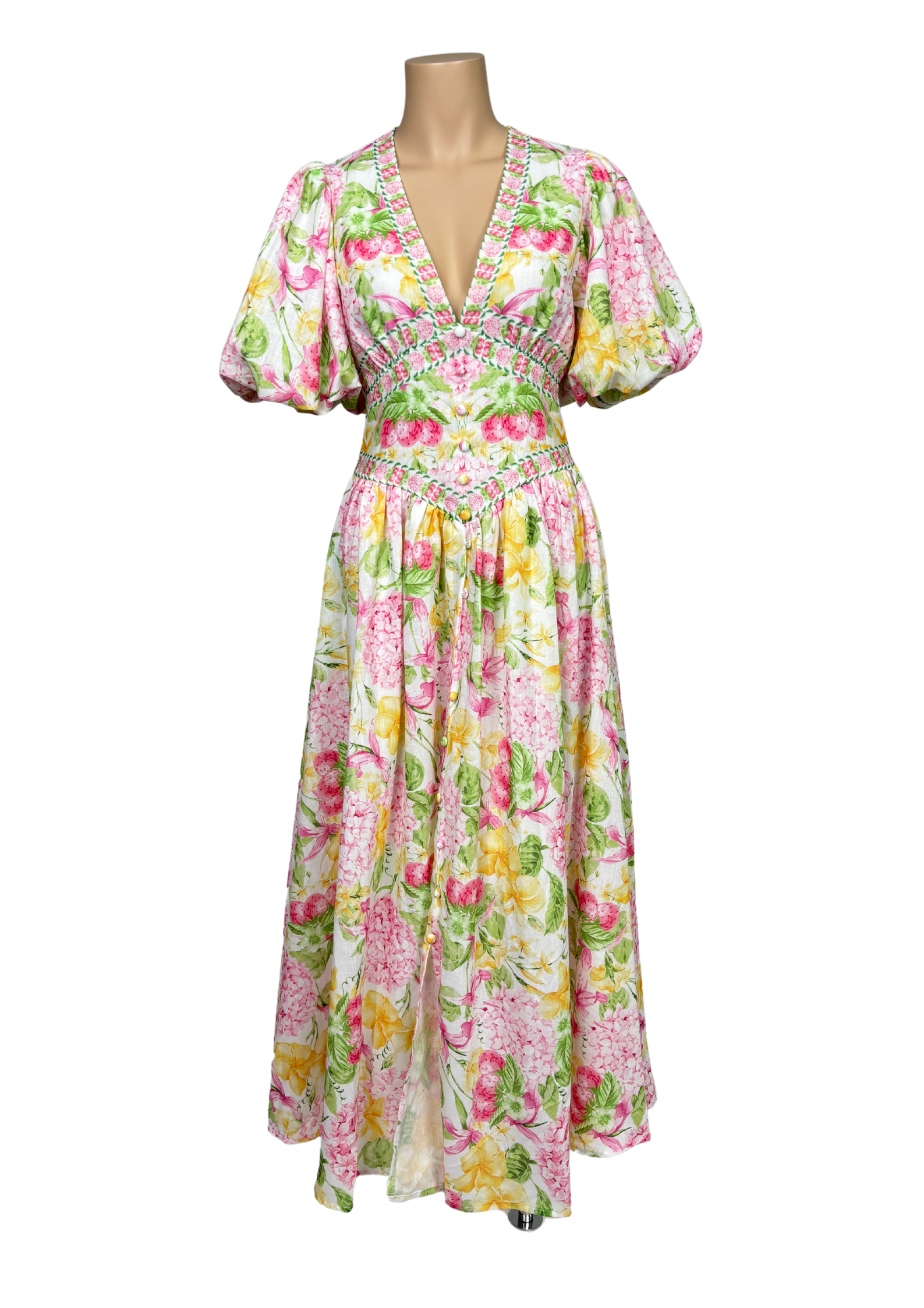 Lorraine Blooming Garden Maxi Dress - Pink/Lemon Floral