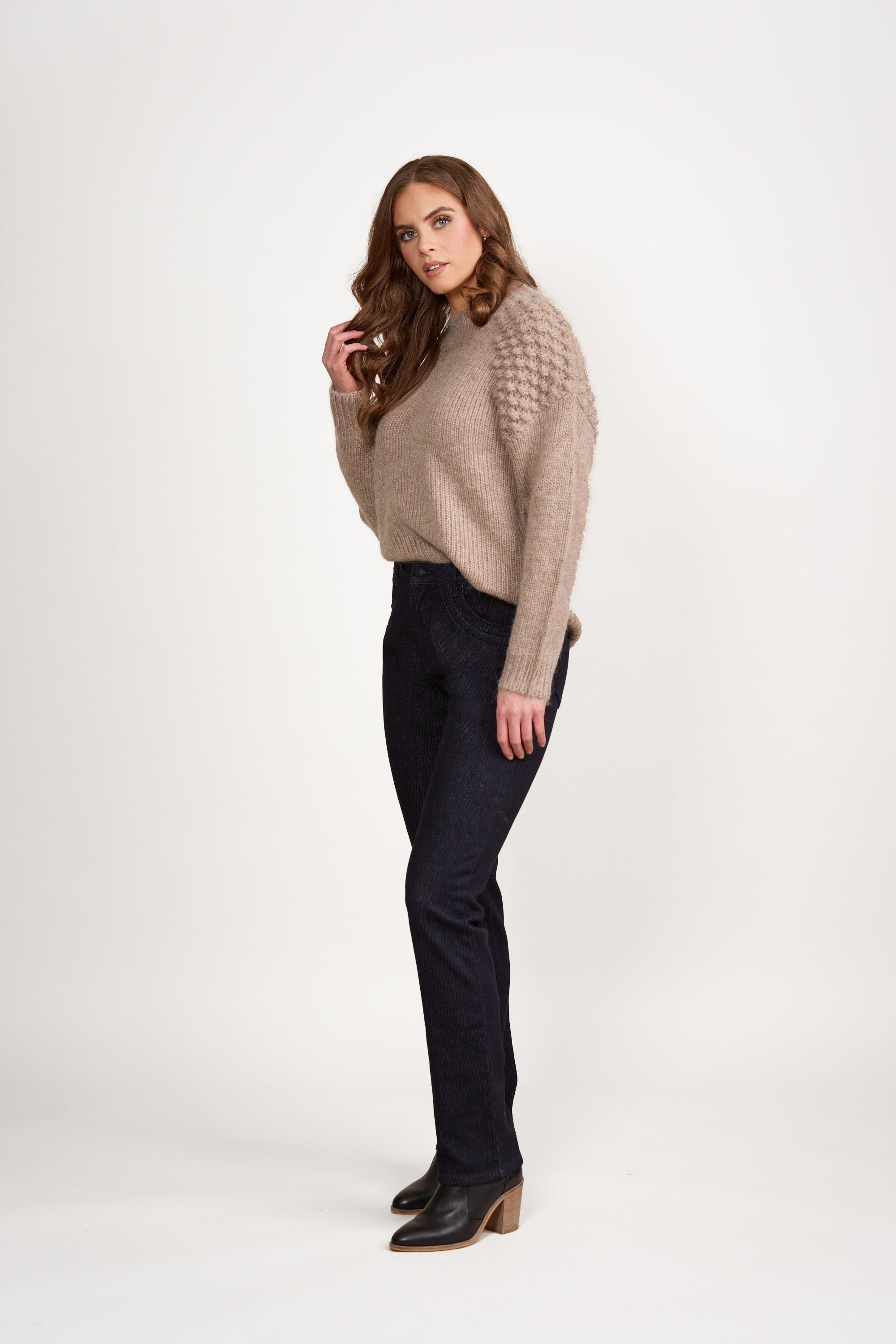 Vassalli Slim Leg Full Length Jean - Ink Texture