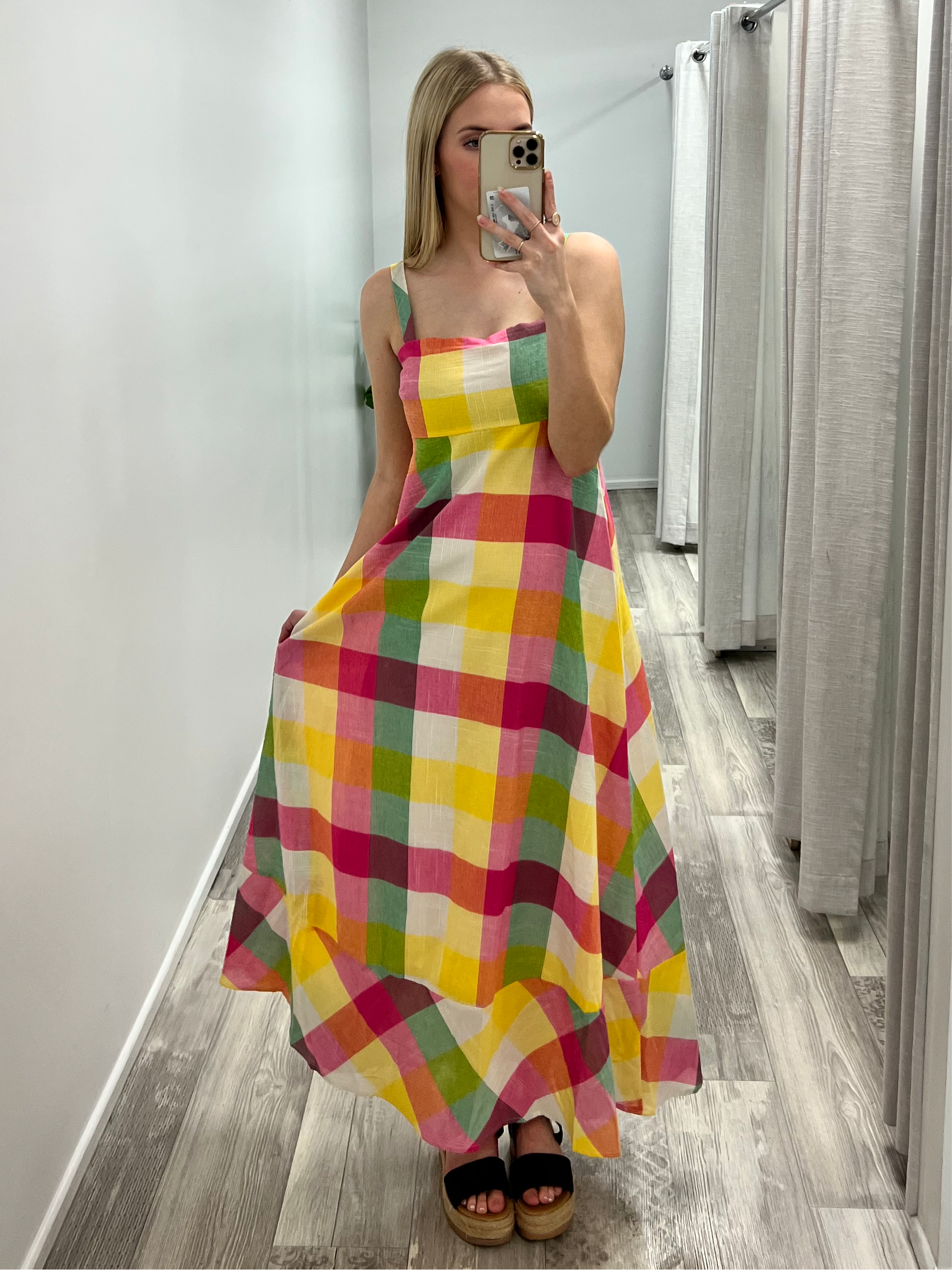 Lorraine Summer Picnic Check Maxi Dress