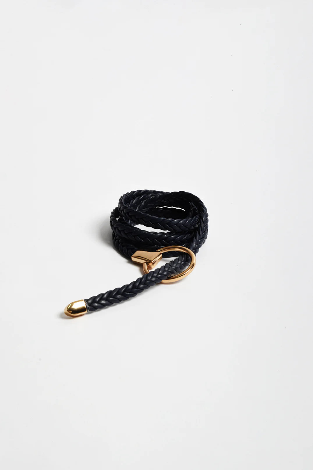 Adorne Ring Front Plaited Tie Belt - Navy