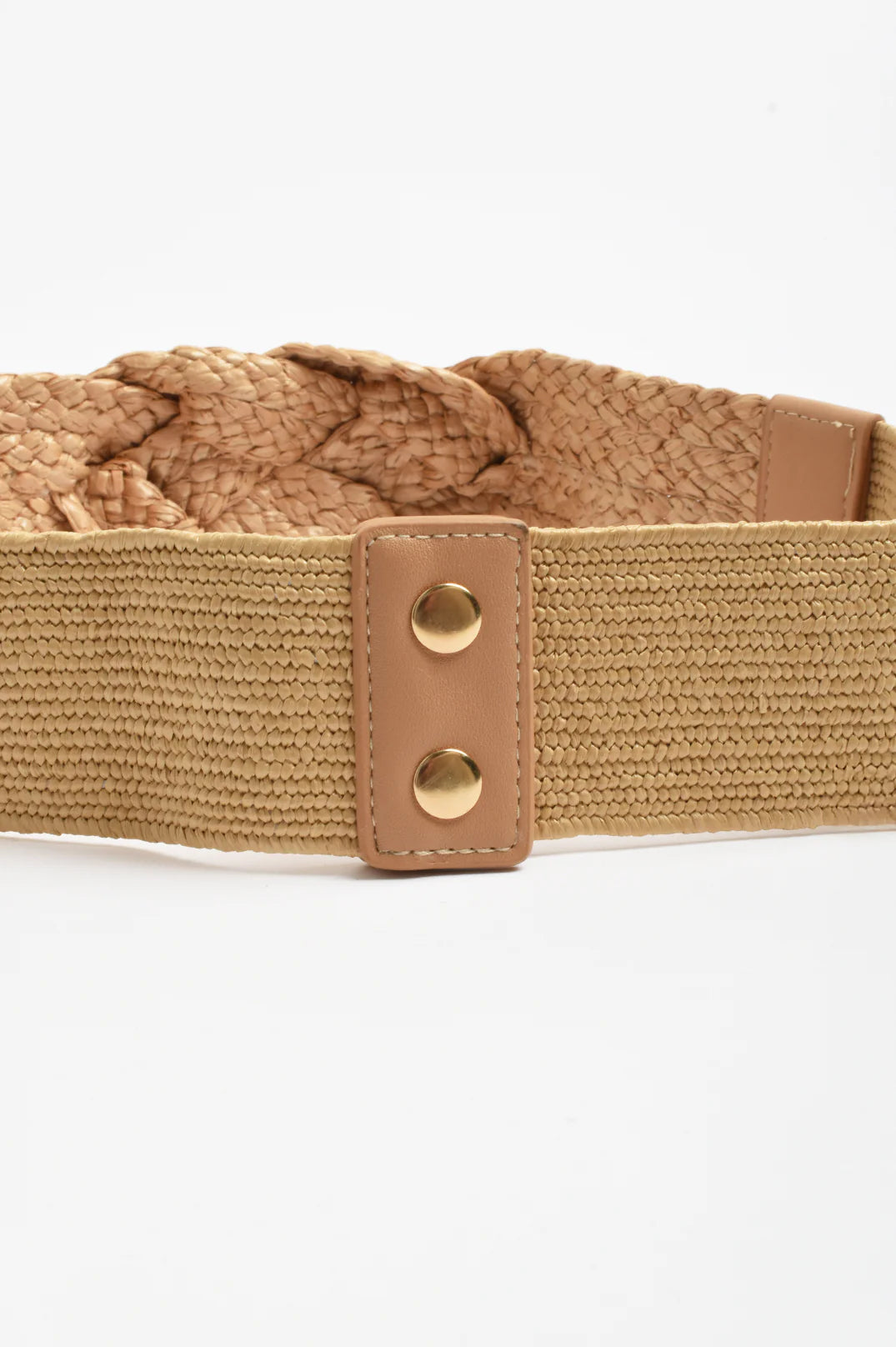 Adorne Knot Front Weave Stretch Belt - Natural