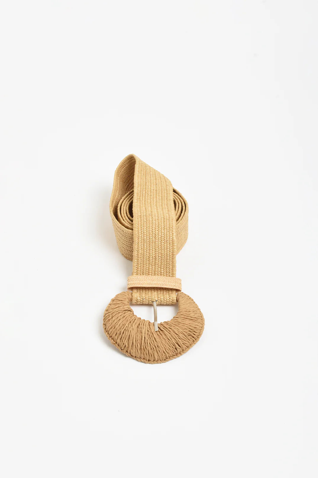 Adorne Woven Buckle Stretch Belt - Camel