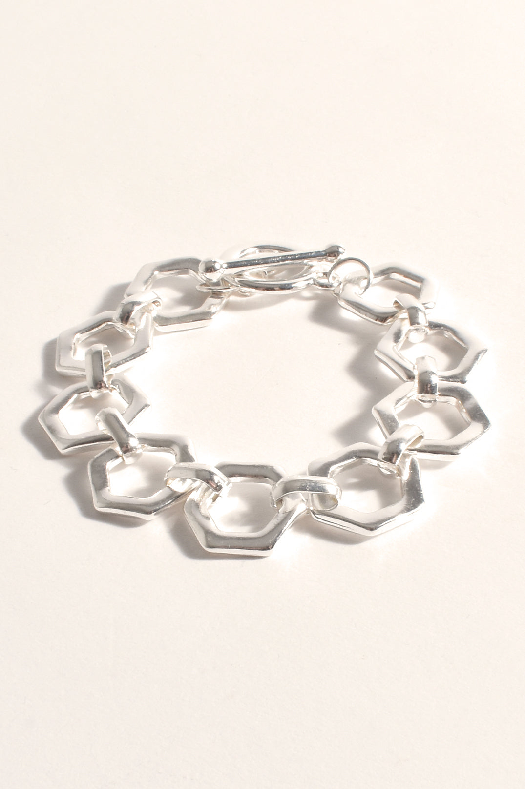 Adorne Chunky Geo Shapes Chain Bracelet - Silver