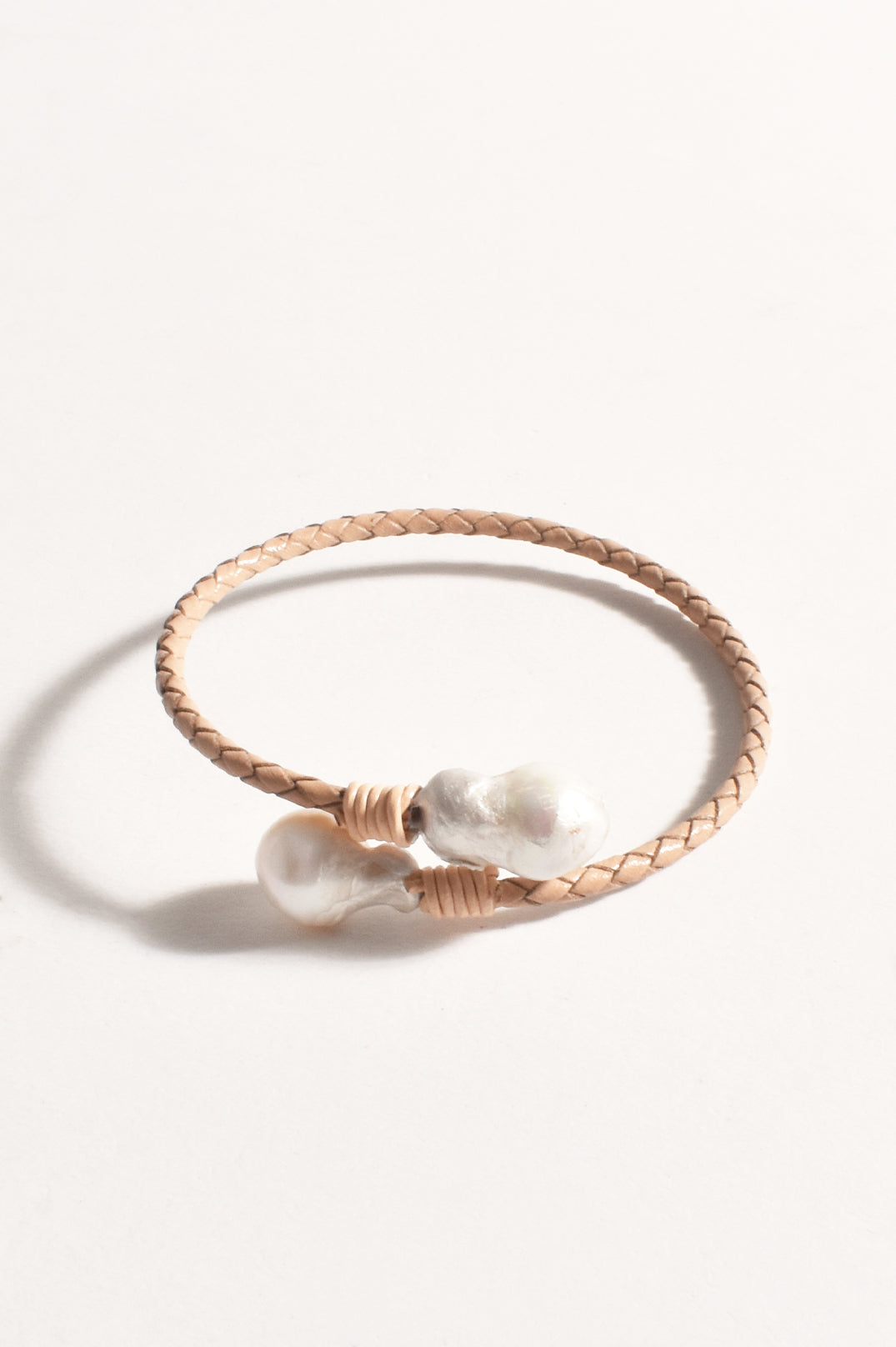 Adorne Plaited Freshwater Pearl Bracelet - Nude/Cream