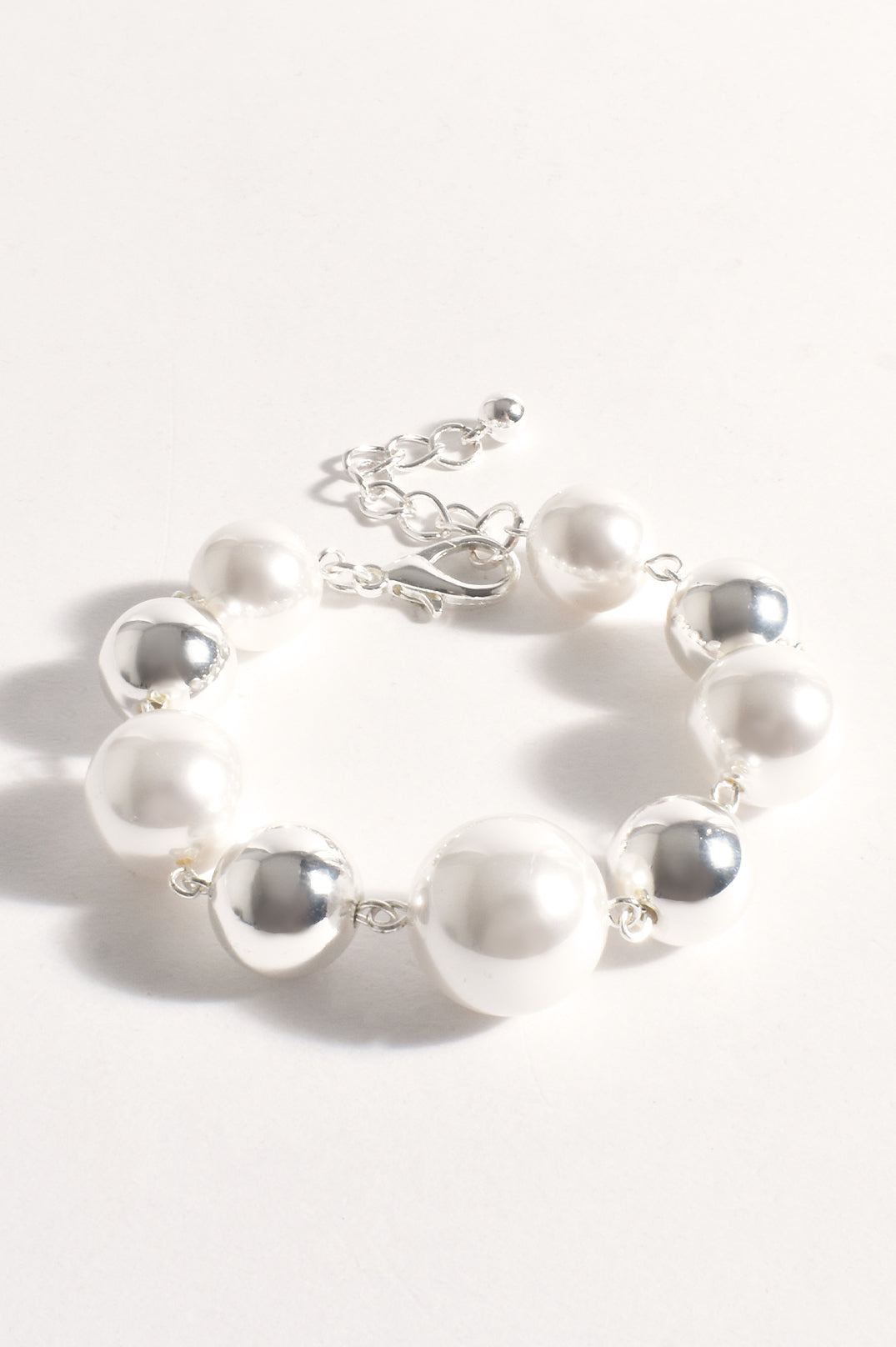 Adorne Faux Pearl Metal Ball Bracelet