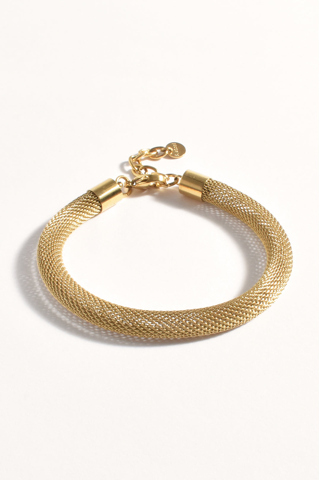 Adorne Metal Tube Mesh Bracelet - Gold