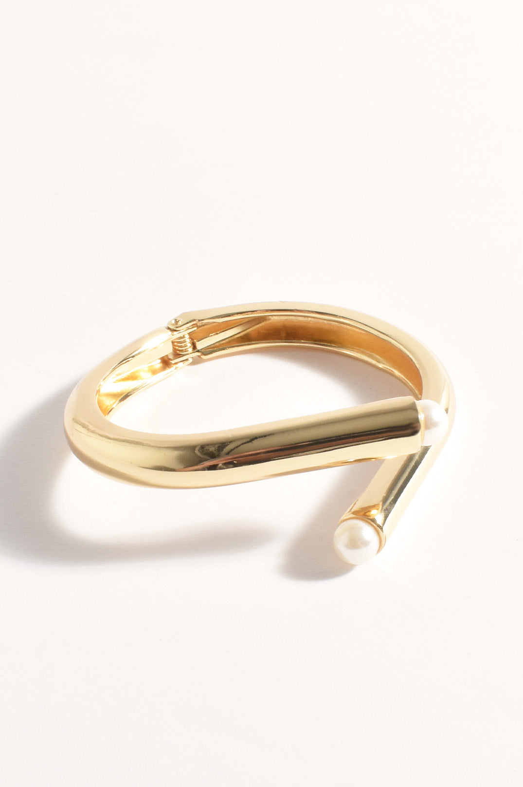 Adorne Hinged Pearl End Event Bangle